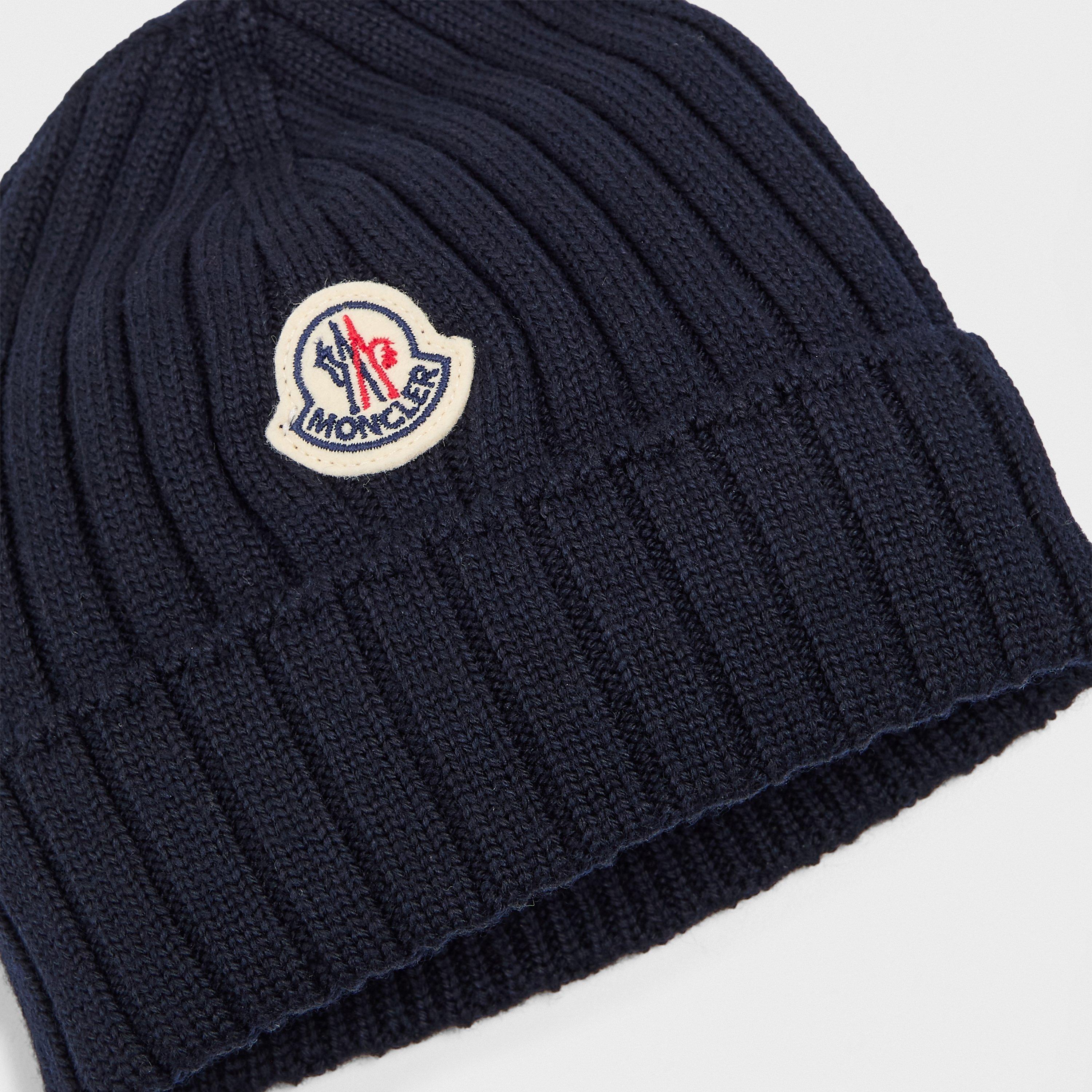 Navy 742 - Moncler - Unisex Kids' Logo Beanie - 3