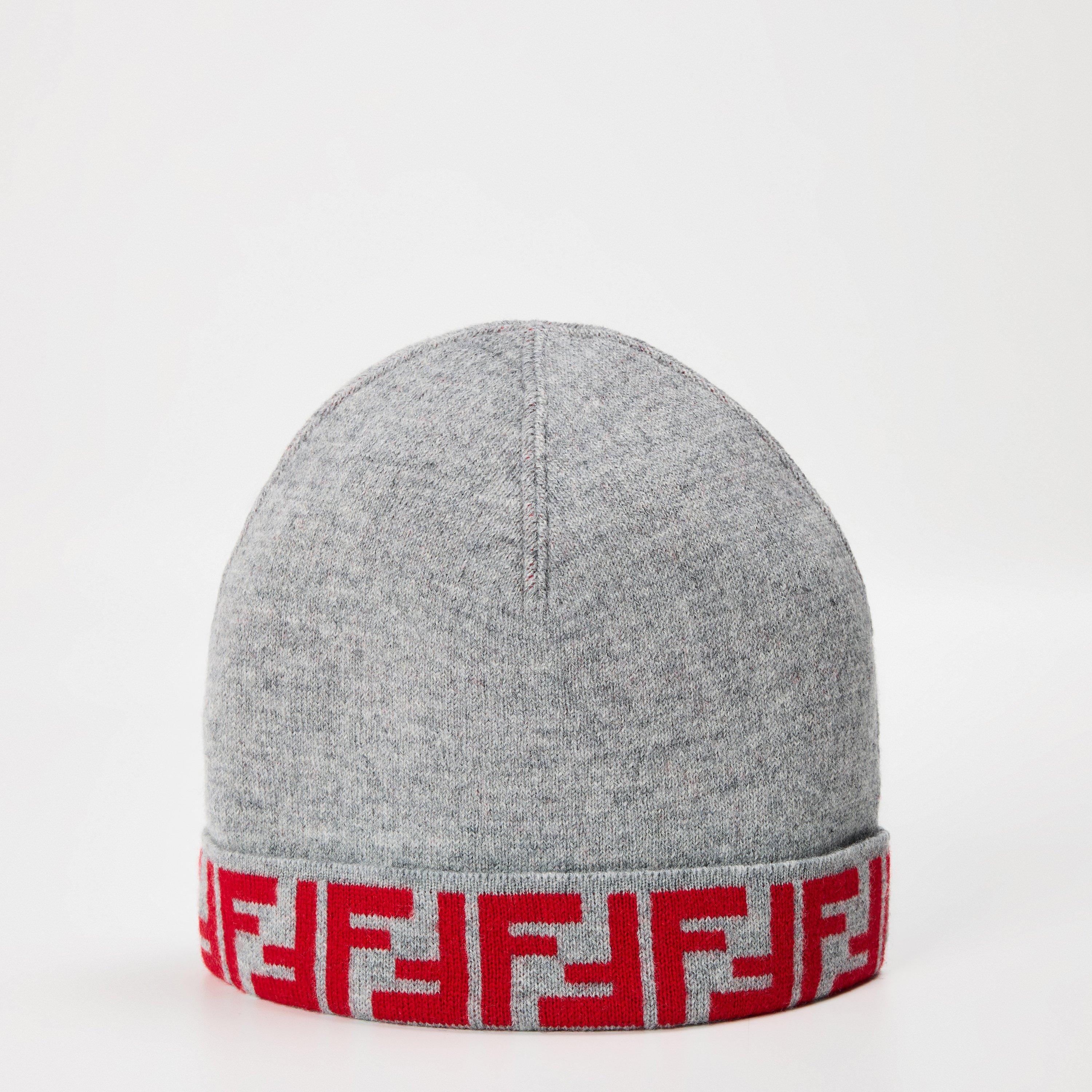 Fendi Kids' Knitted Beanie - Gry/Red F0WZA - III