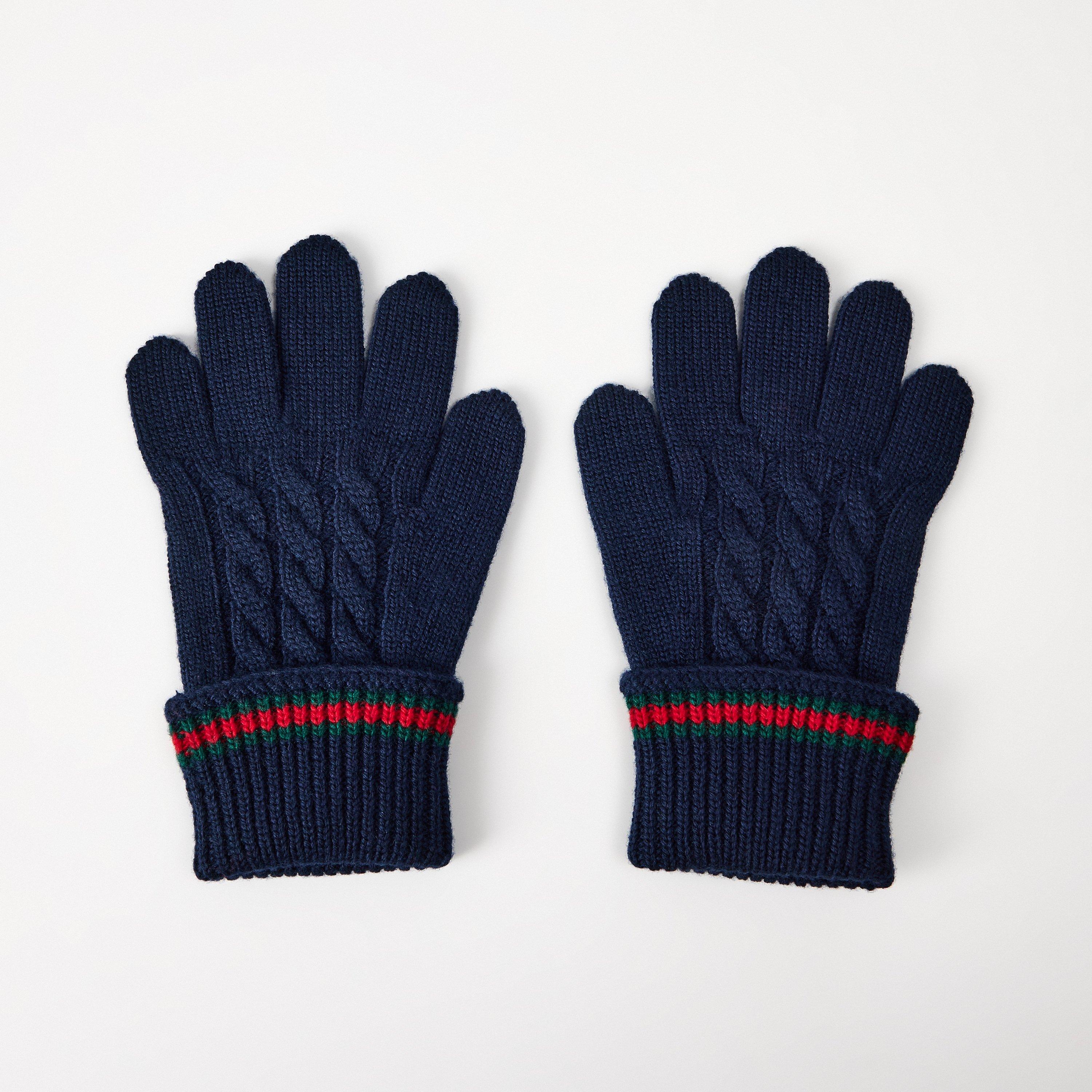 Navy 4166 - Gucci - Kids' Wool Gloves - 1