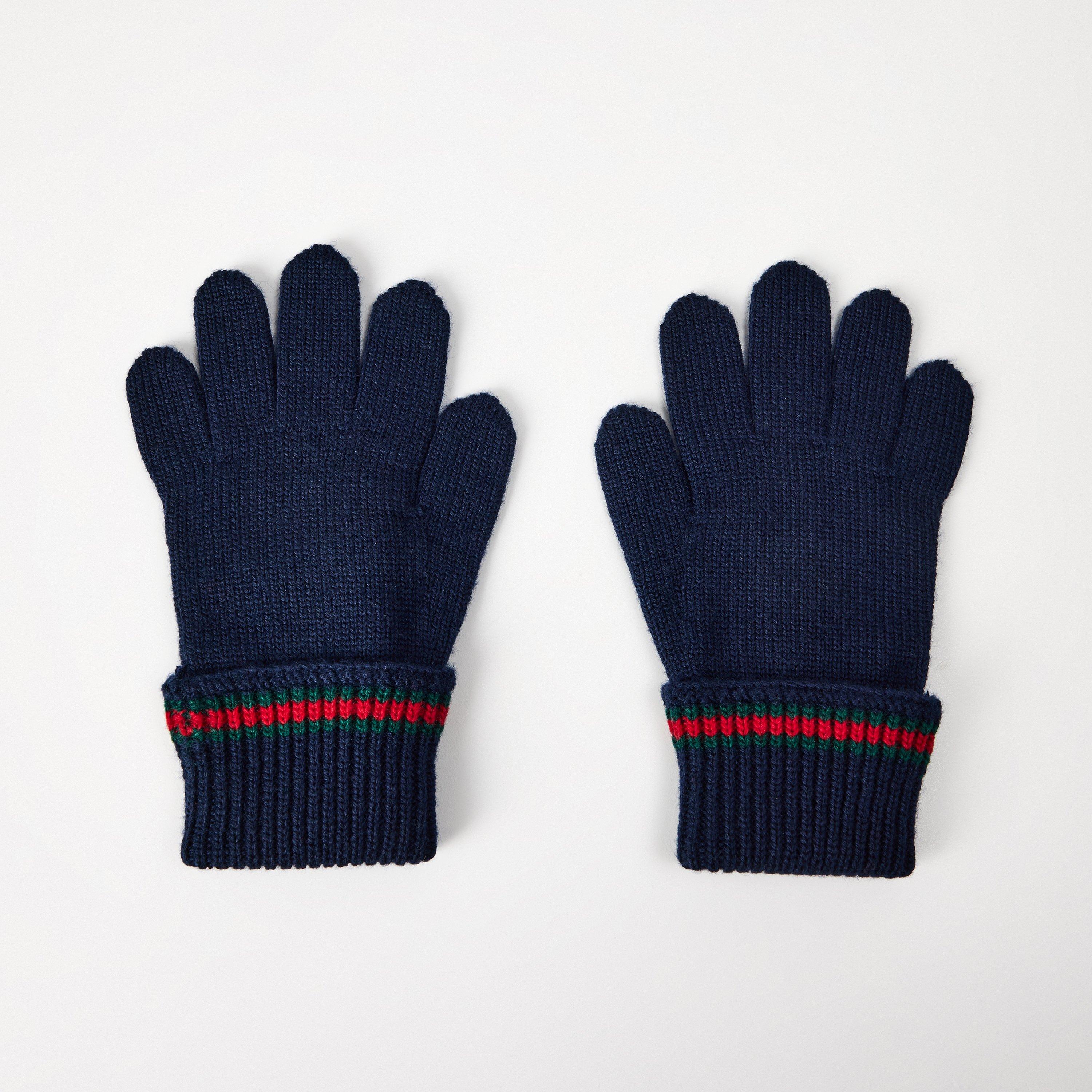 Navy 4166 - Gucci - Unisex Kids' Logo Knitted Gloves - 2