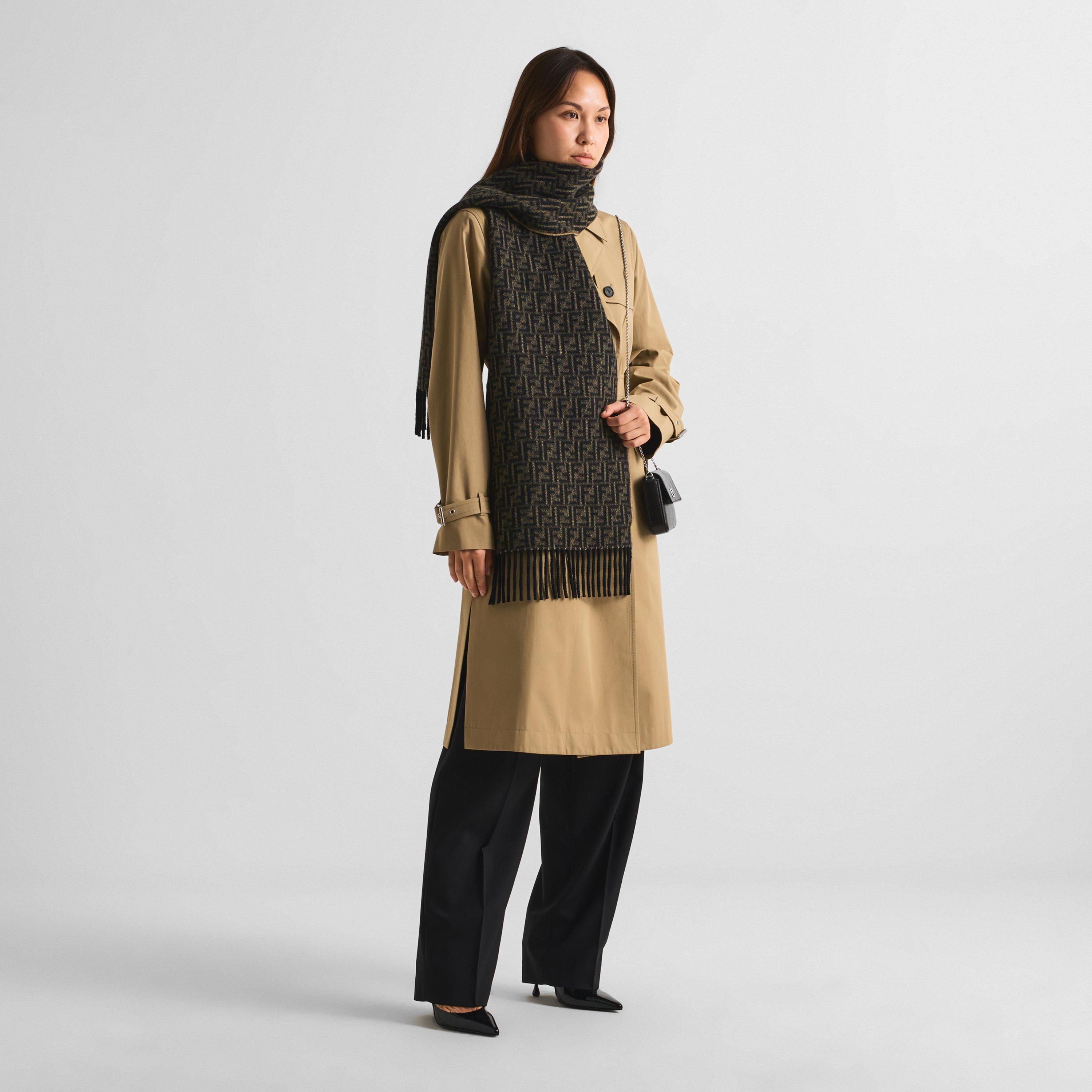 Tobacco - Fendi - Women's FF Signature Wool Knitted Scarf - 4