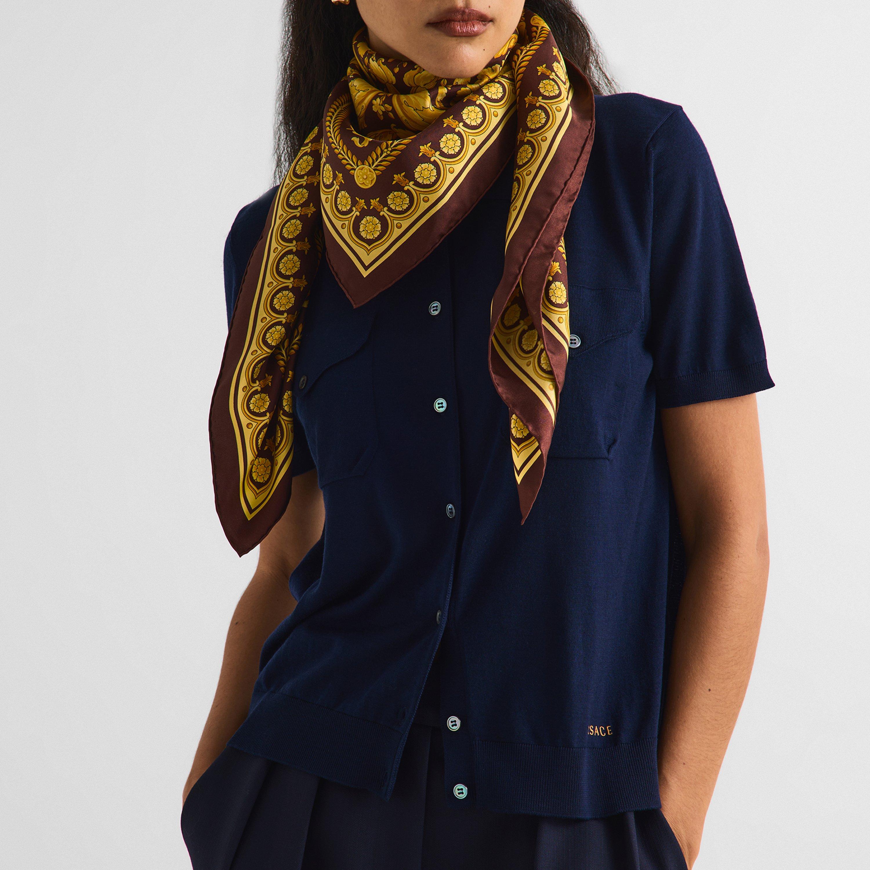 Burgundy/Gold - Versace - Women's Silk Scarf - 3