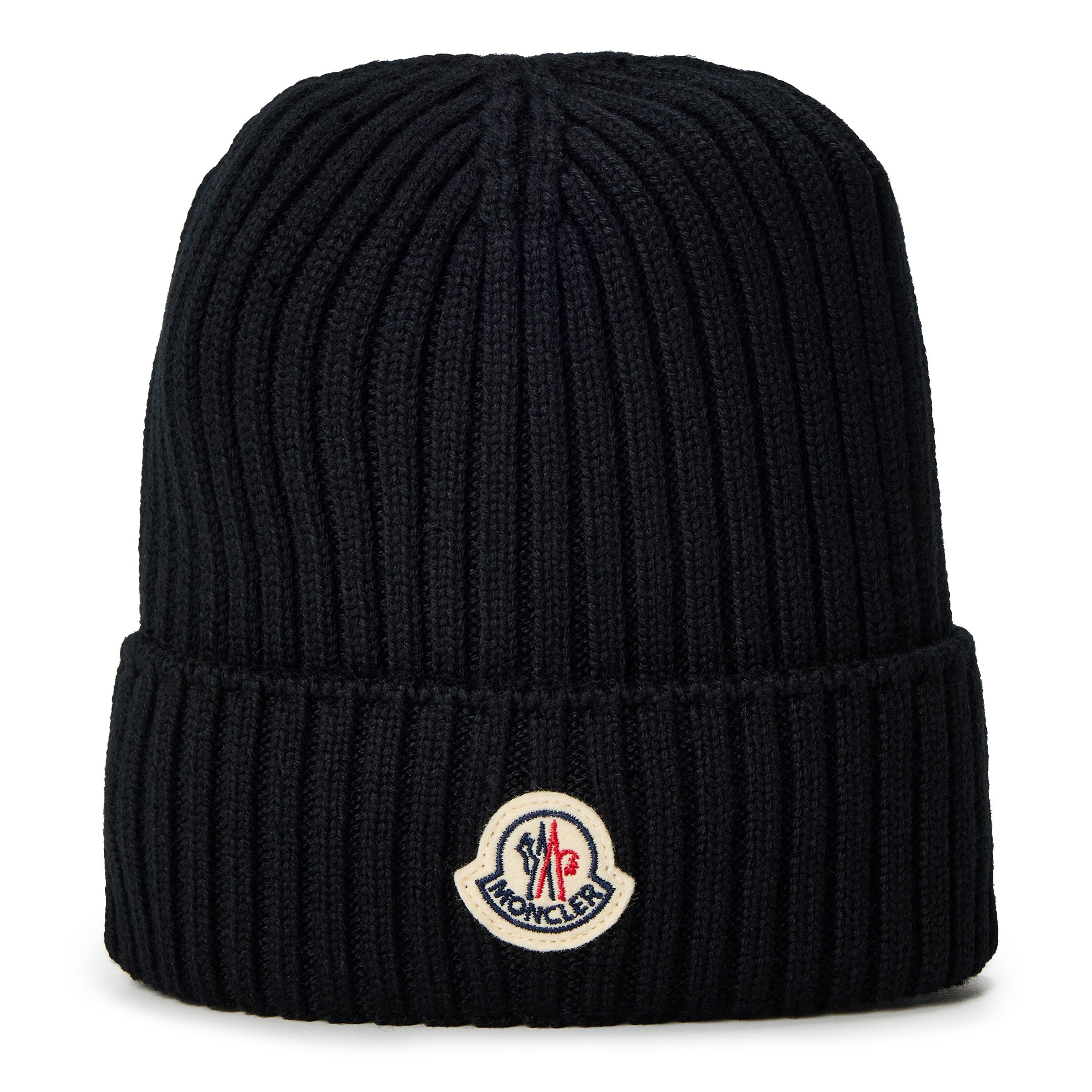 Moncler Kids' Logo Beanie - Black 999 - L