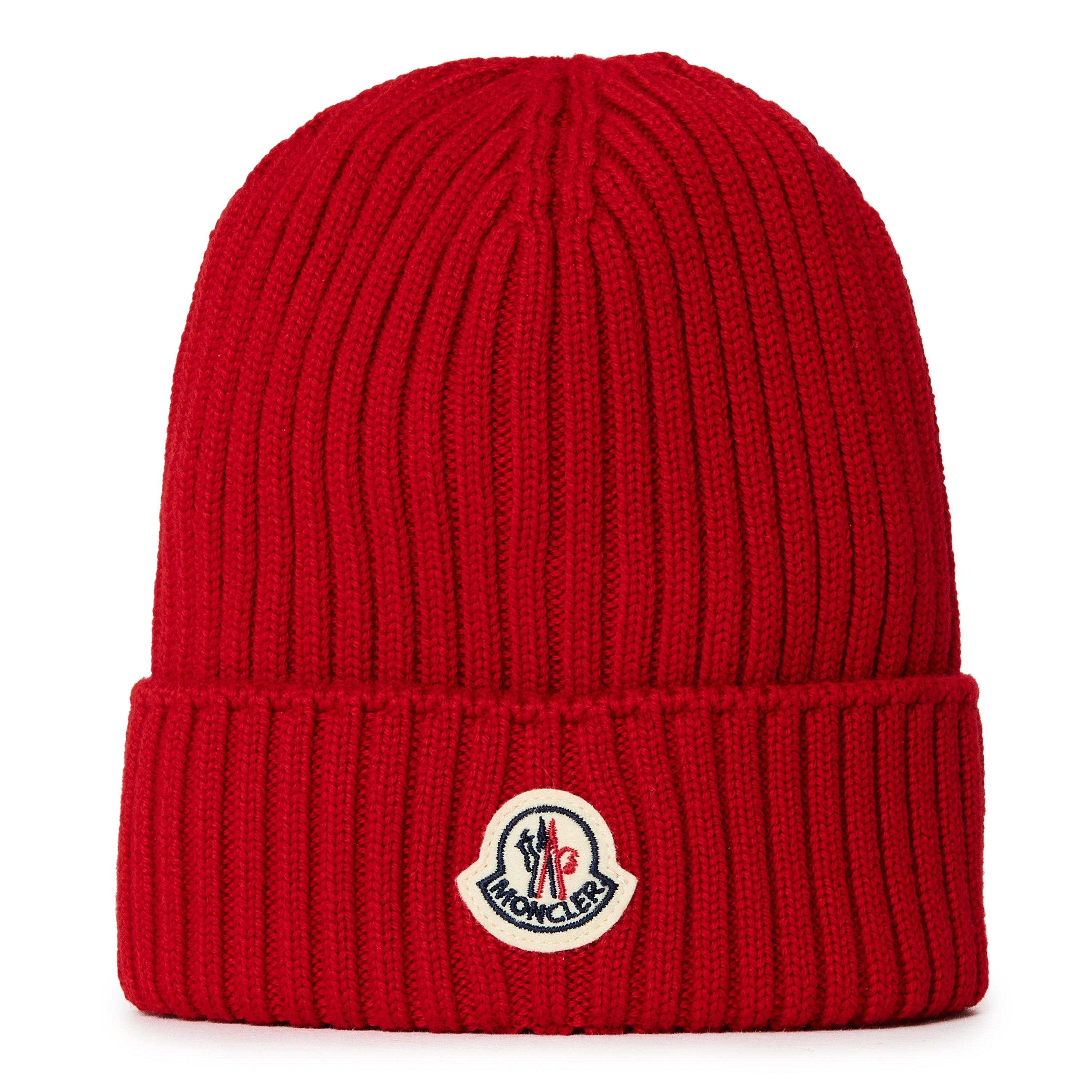 Moncler Kids' Logo Beanie - Red 455 - M