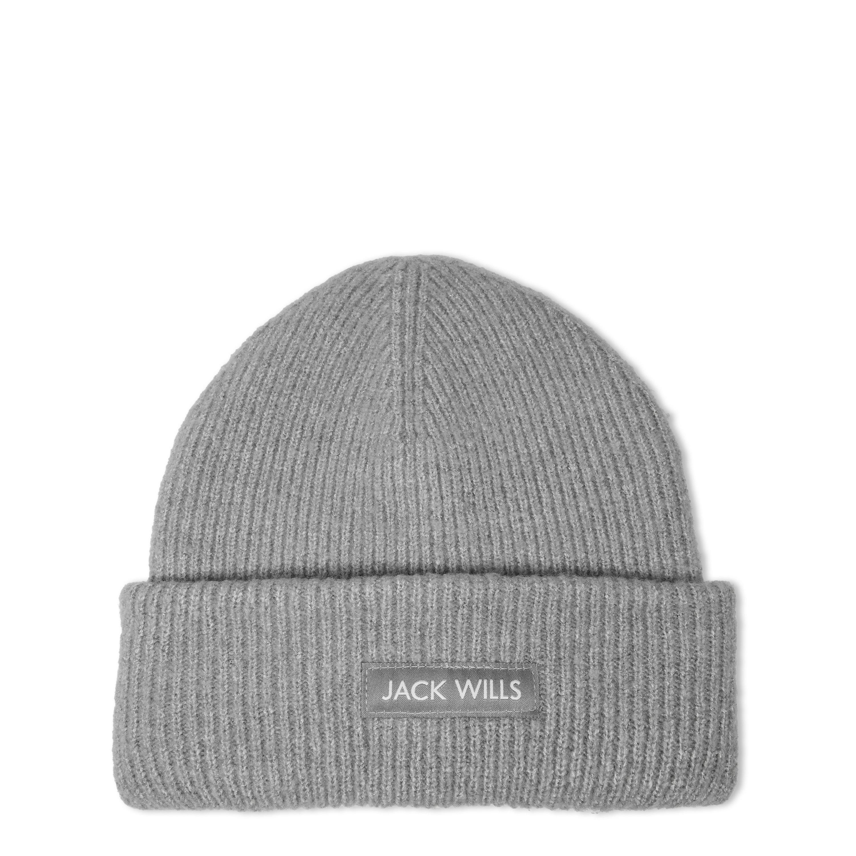 Jack Wills  Adults Rib Knitted Beanie - Grey Marl - Mens