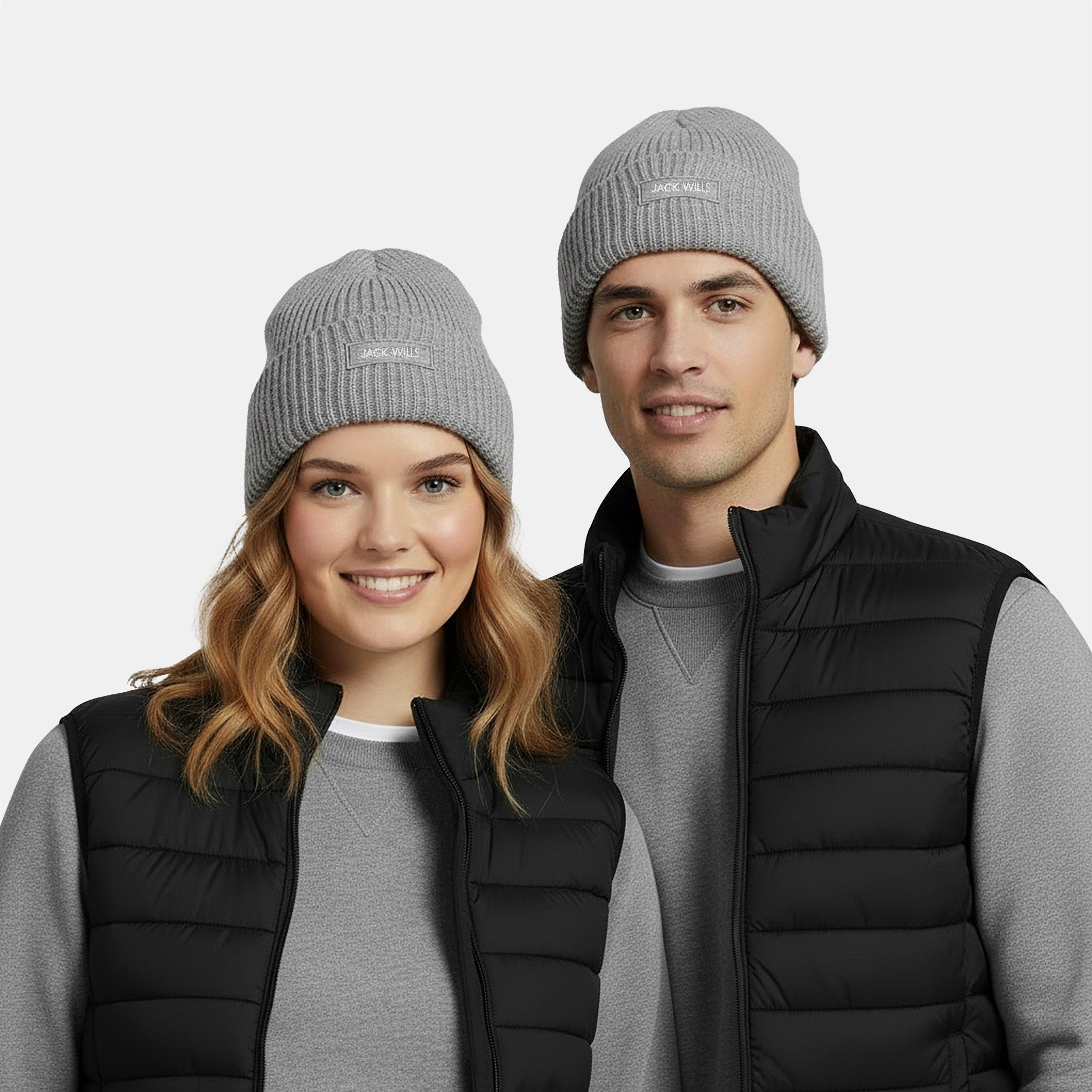 Grigio Marl - Jack Wills - Adults Rib Knitted Beanie - 3