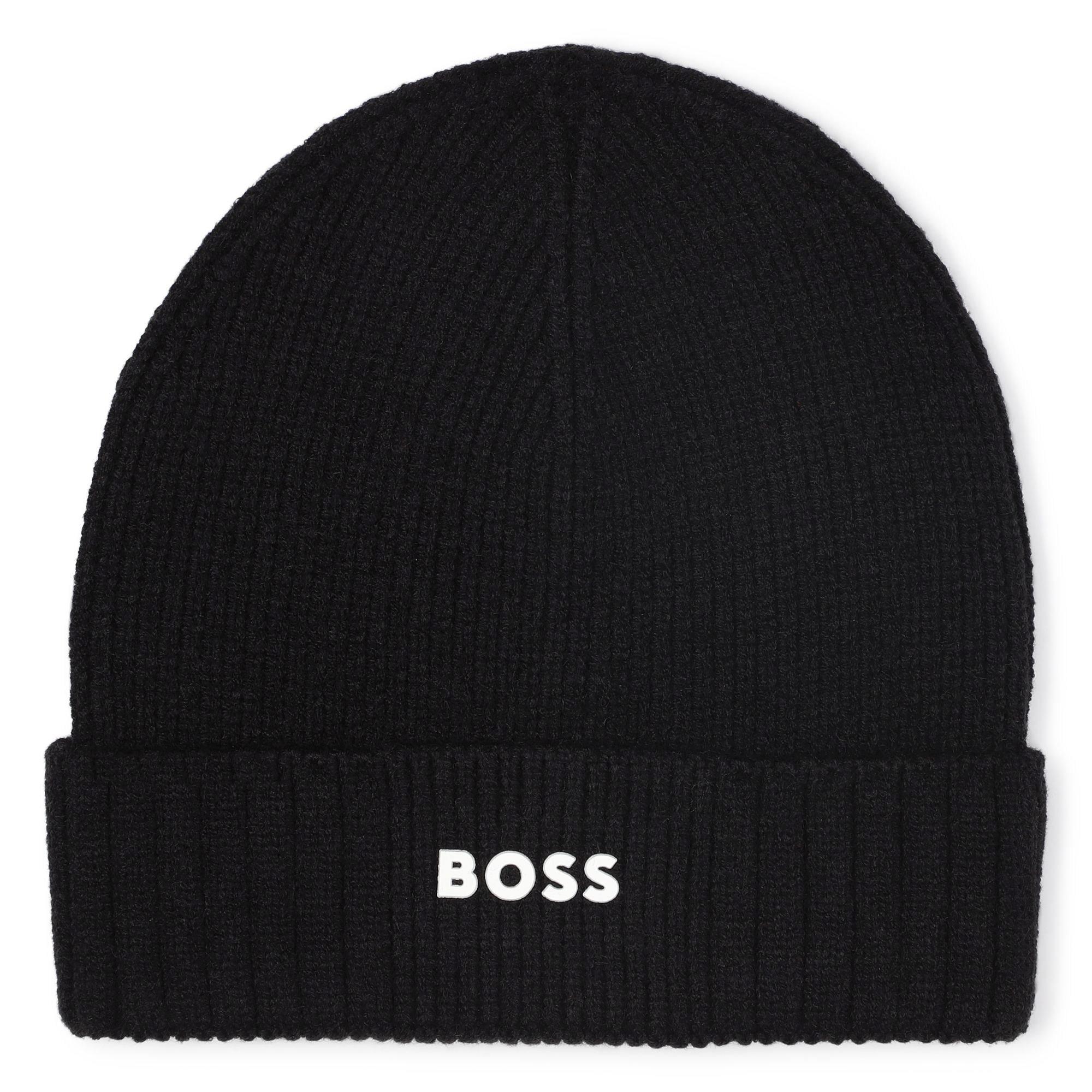 Black - Boss - Kids' Logo Soft-Touch Knit Beanie - 1