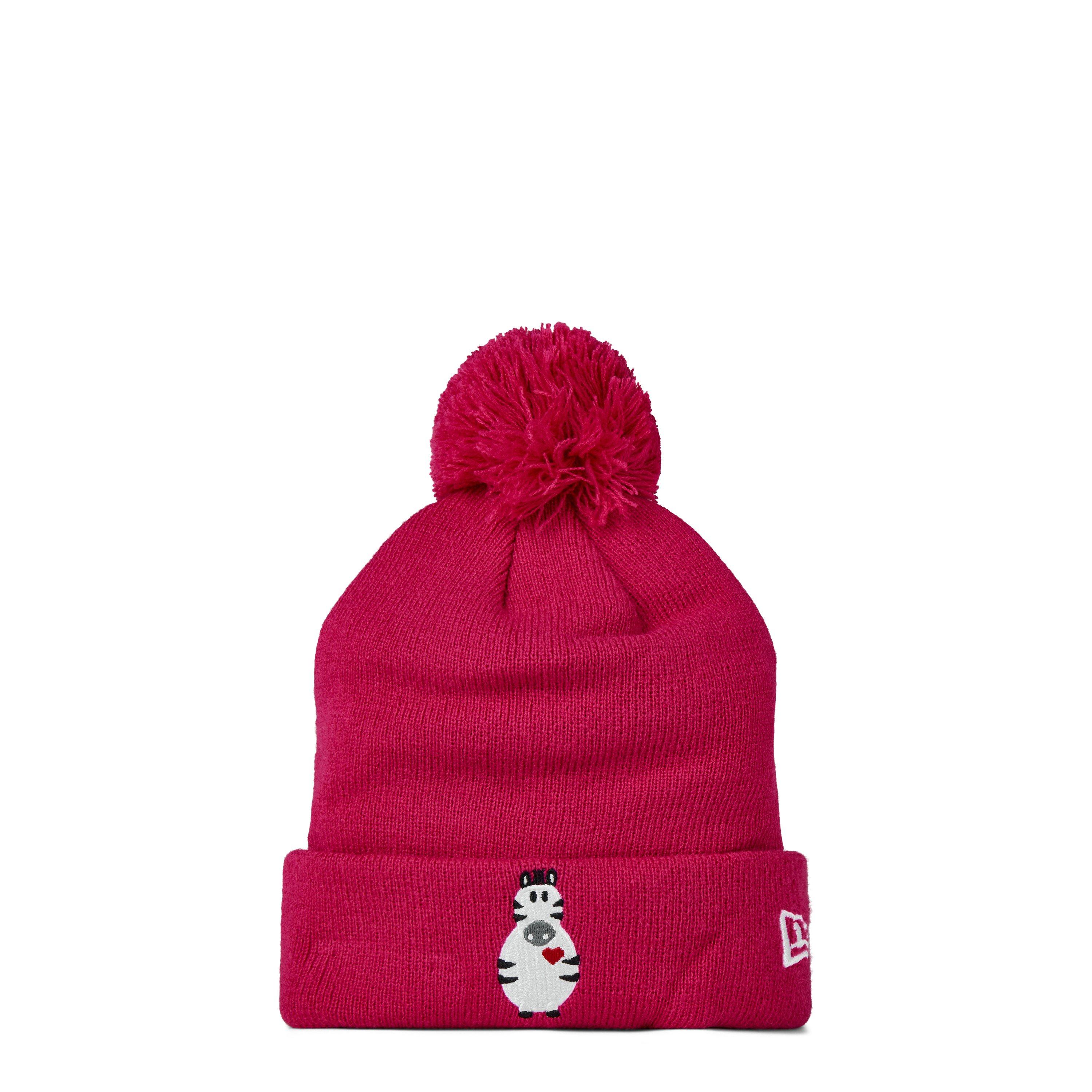 New Era Kids' Animal Pom Beanie - Dark Pink