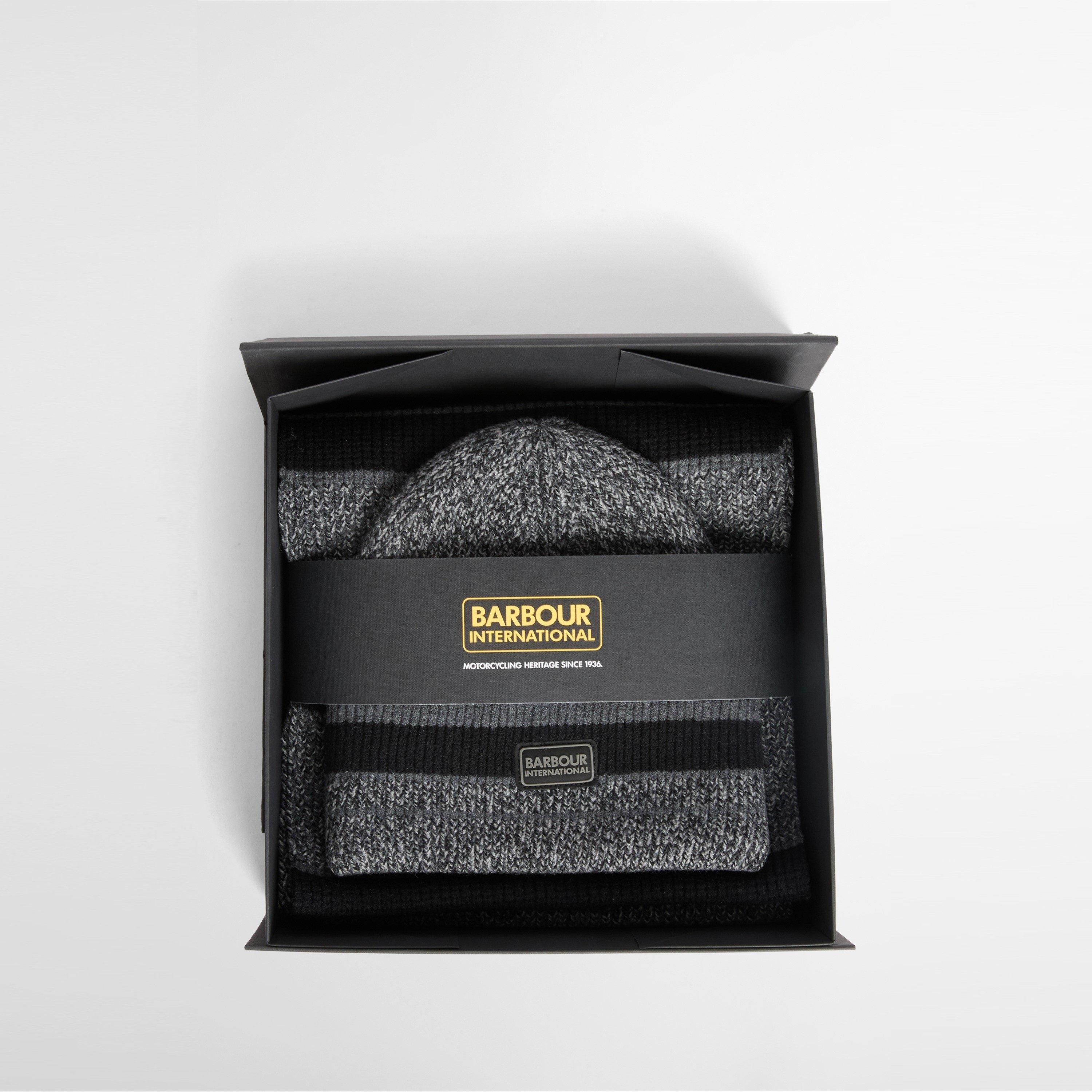 Black/Grey - Barbour International - Boston Beanie & Scarf Gift Set - 6