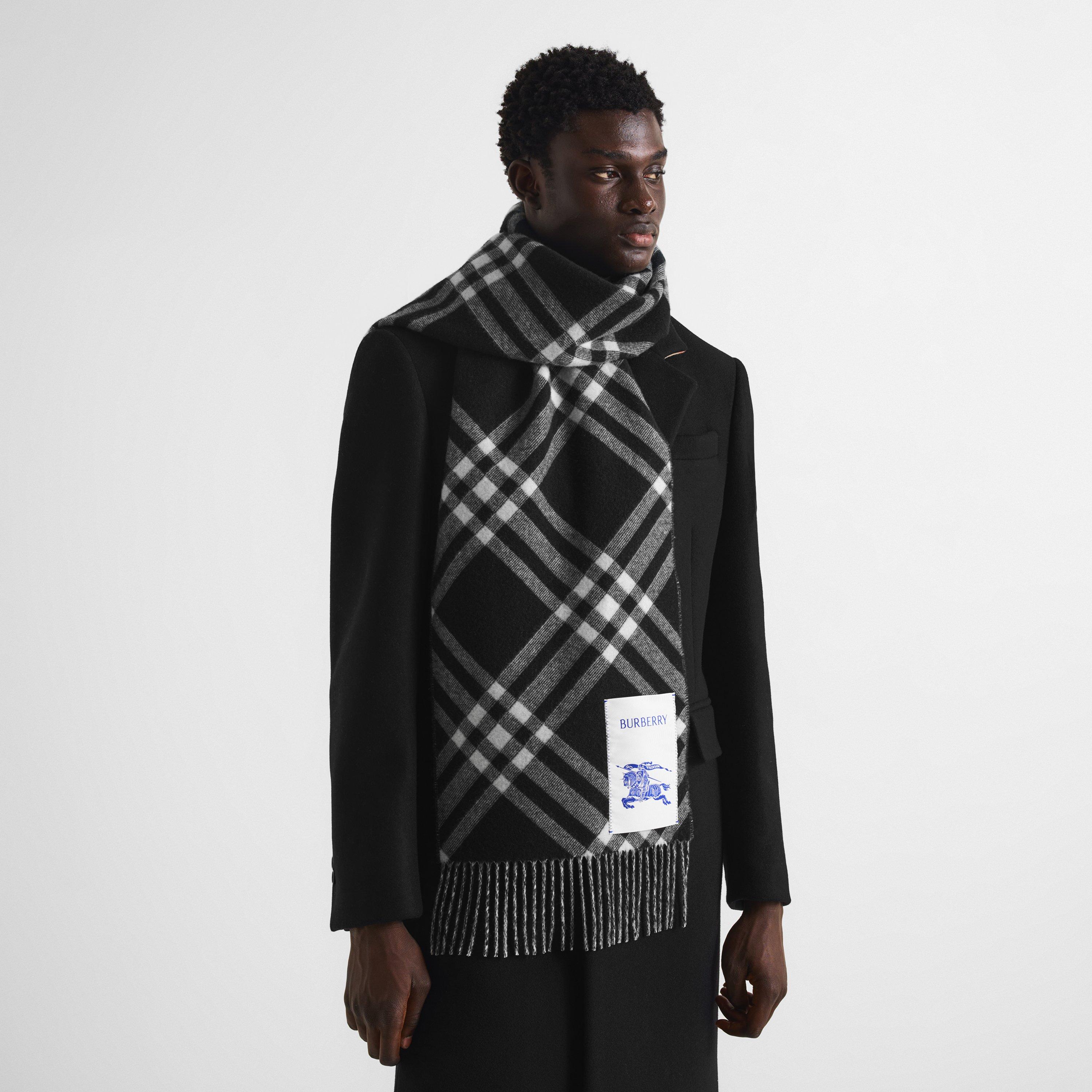 Black - Burberry - Unisex Bias Tri Bar Wool Knitted Scarf - 2