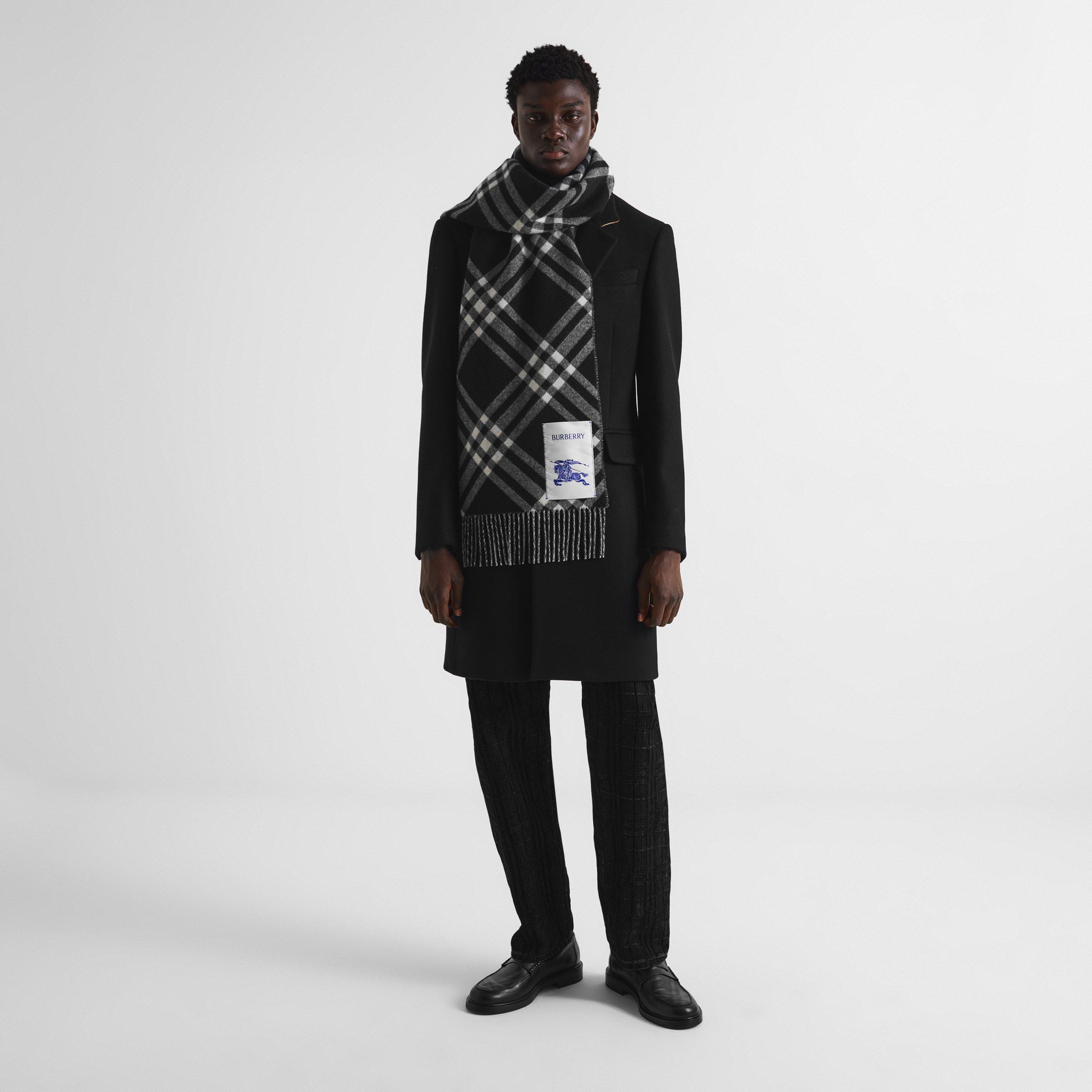 Black - Burberry - Unisex Bias Tri Bar Wool Knitted Scarf - 4