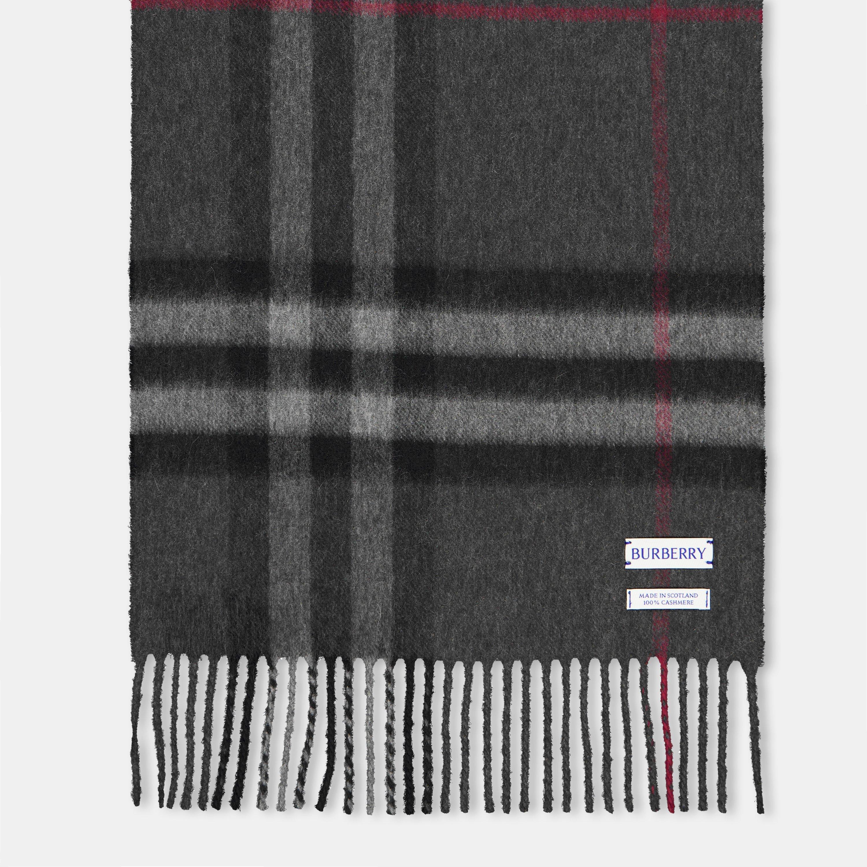 Charcoal - Burberry - Men's Check Pattern Knitted Scarf - 3