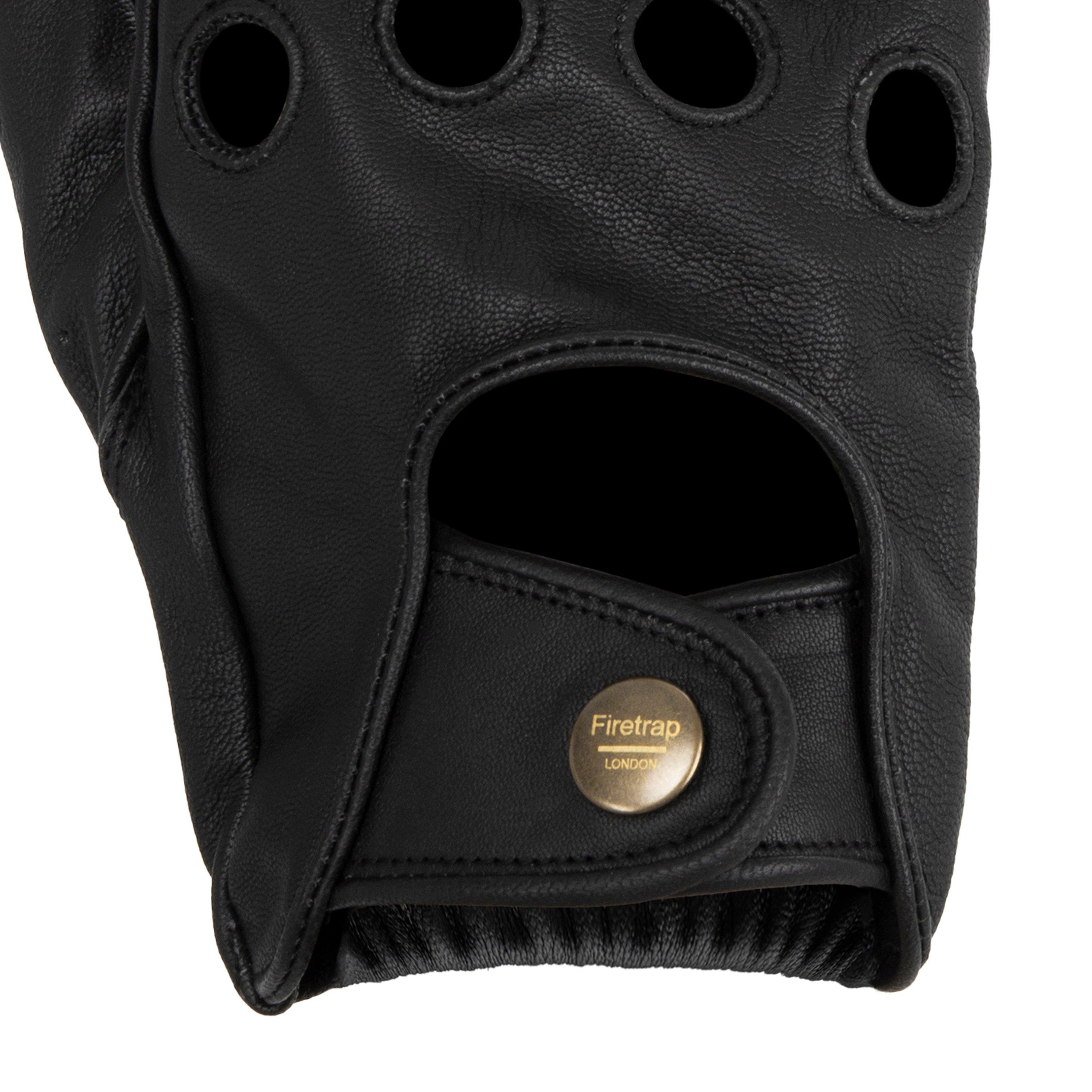 Black - Firetrap - Driving Leather Gloves - 3