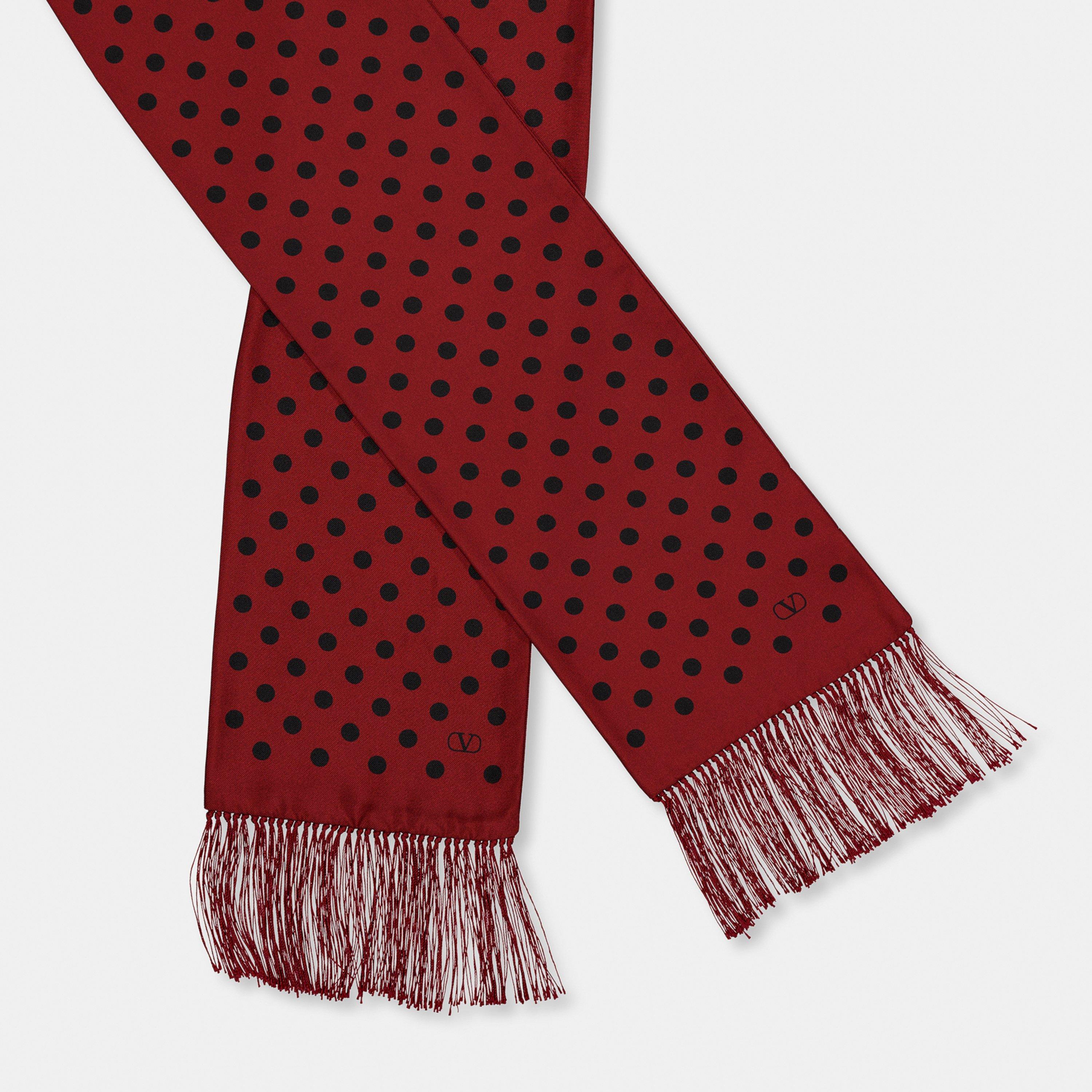 スカーフ VALENTINO GARAVANI RED AND BLACK SILK SCARVES Petit Charles Silk Scarf for Woman in Black/beige/red