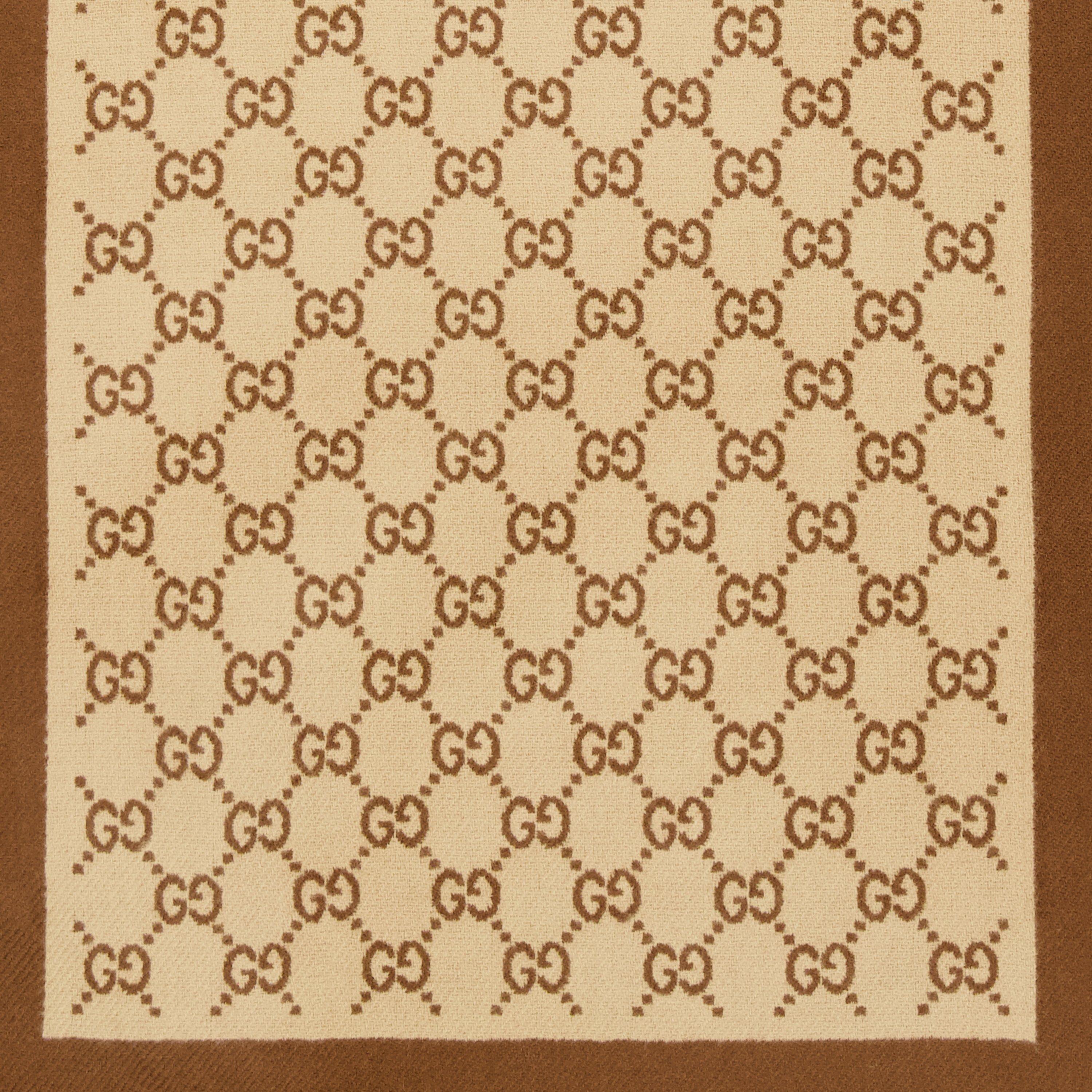 Camel/Lght Brwn - Gucci - Monogram Knitted Wool Scarf - 2