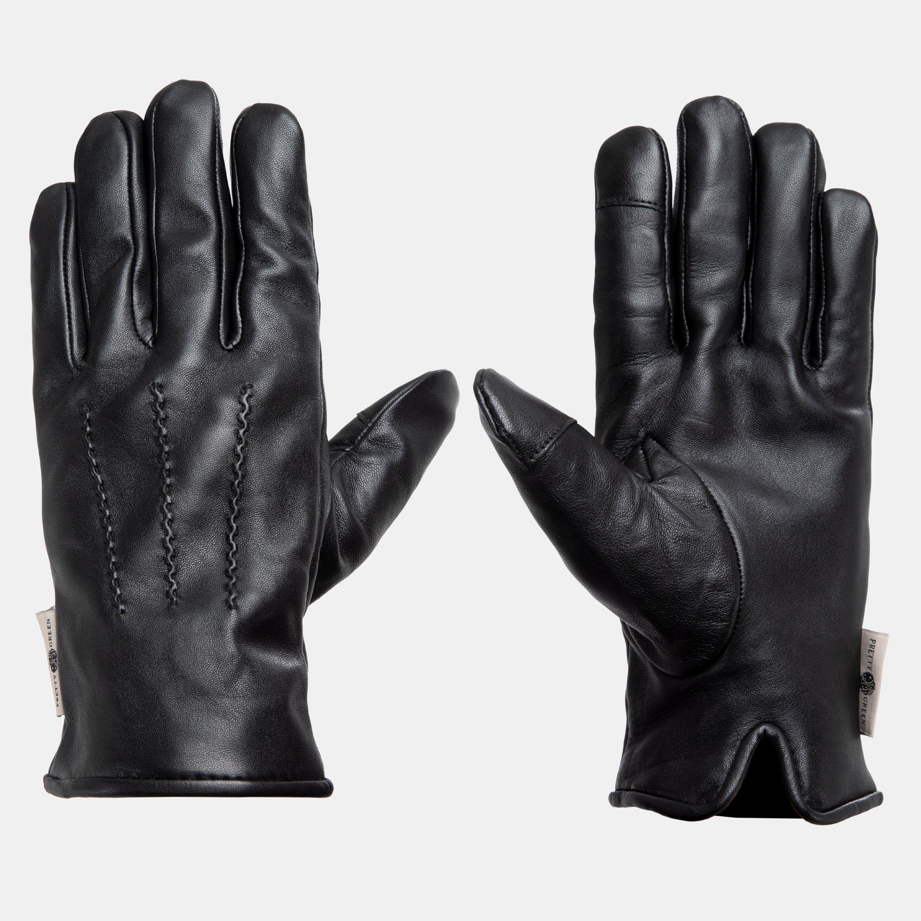 Black - Pretty Green - Mens Leather Glove - 5