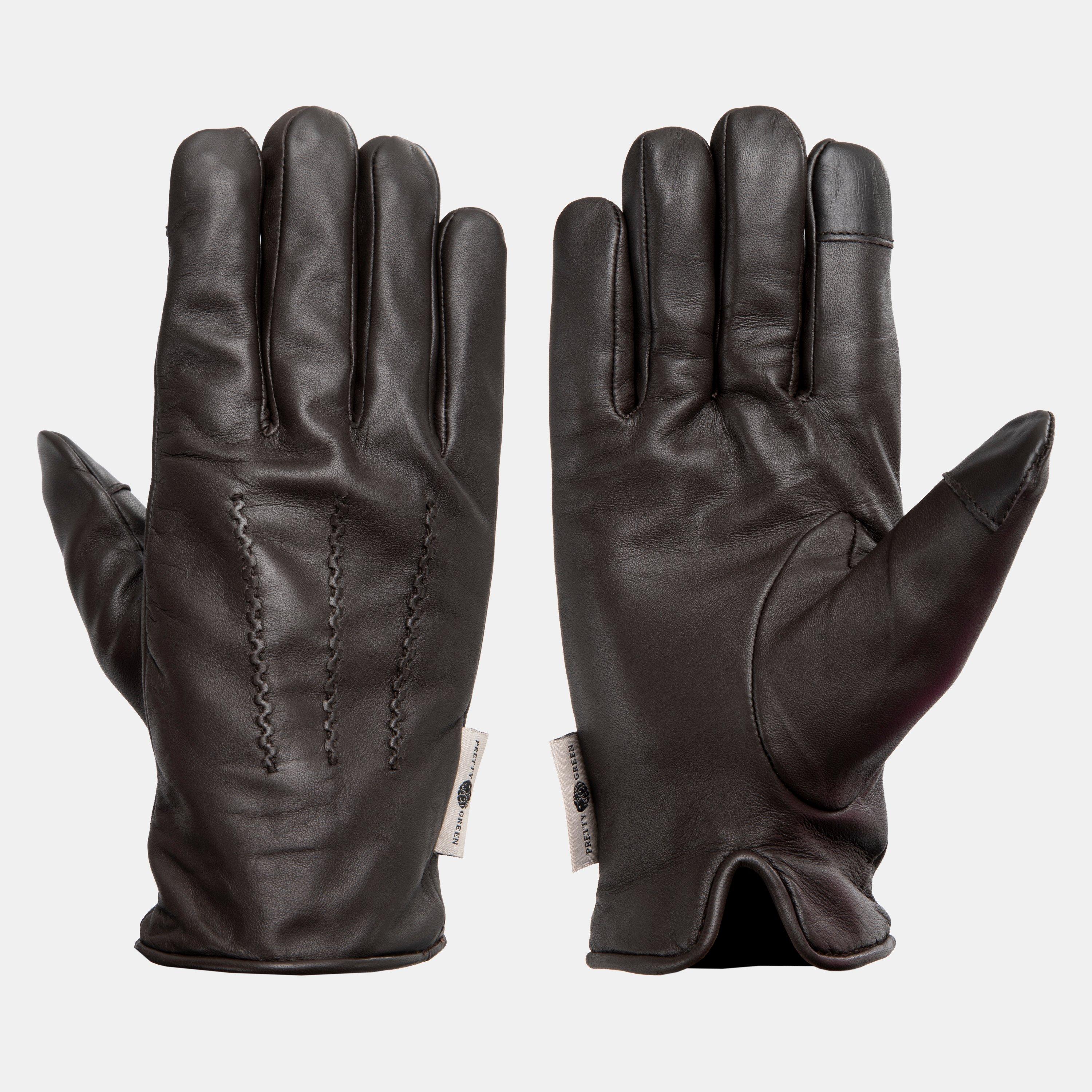 Brown - Pretty Green - Mens Leather Glove - 4