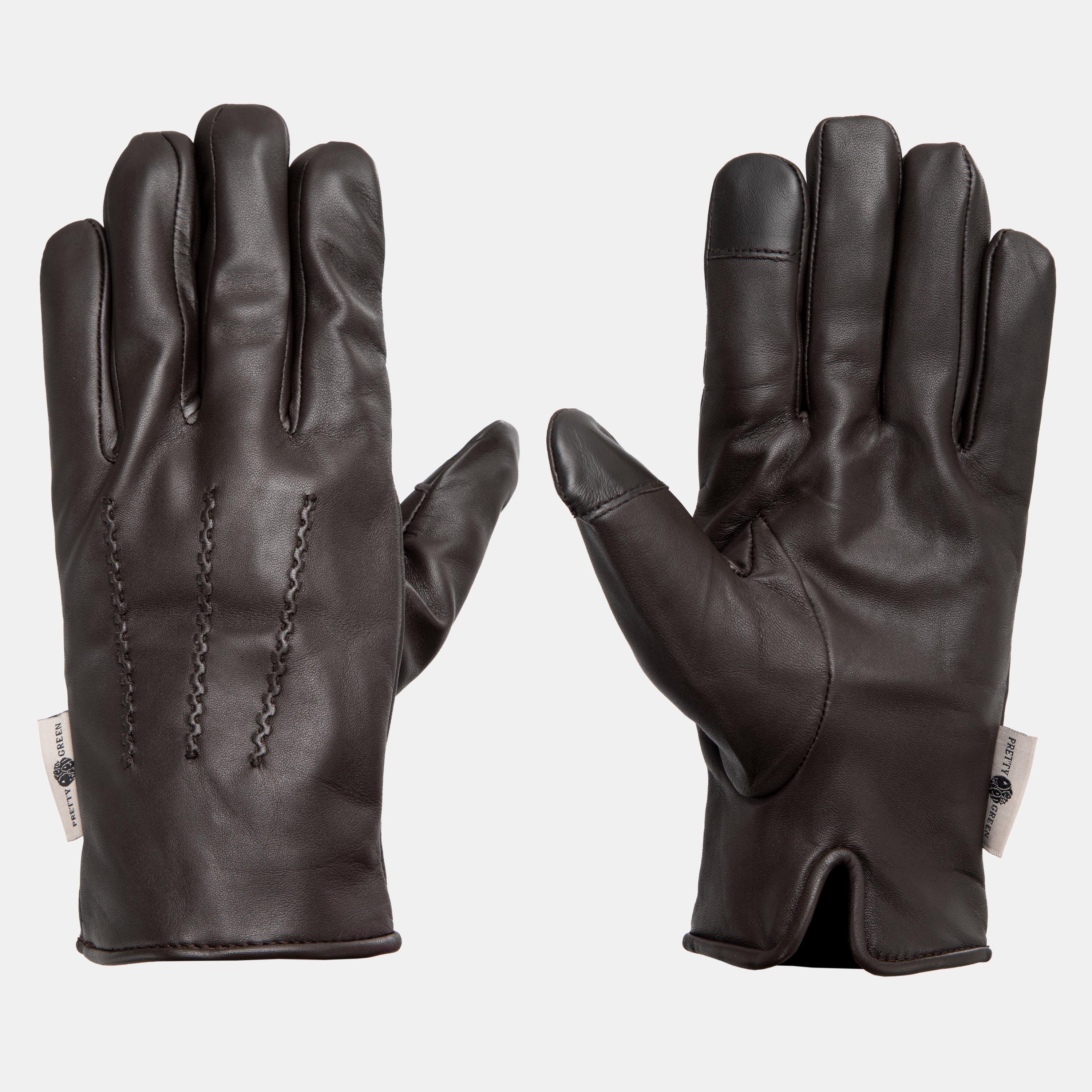 Brown - Pretty Green - Mens Leather Glove - 5