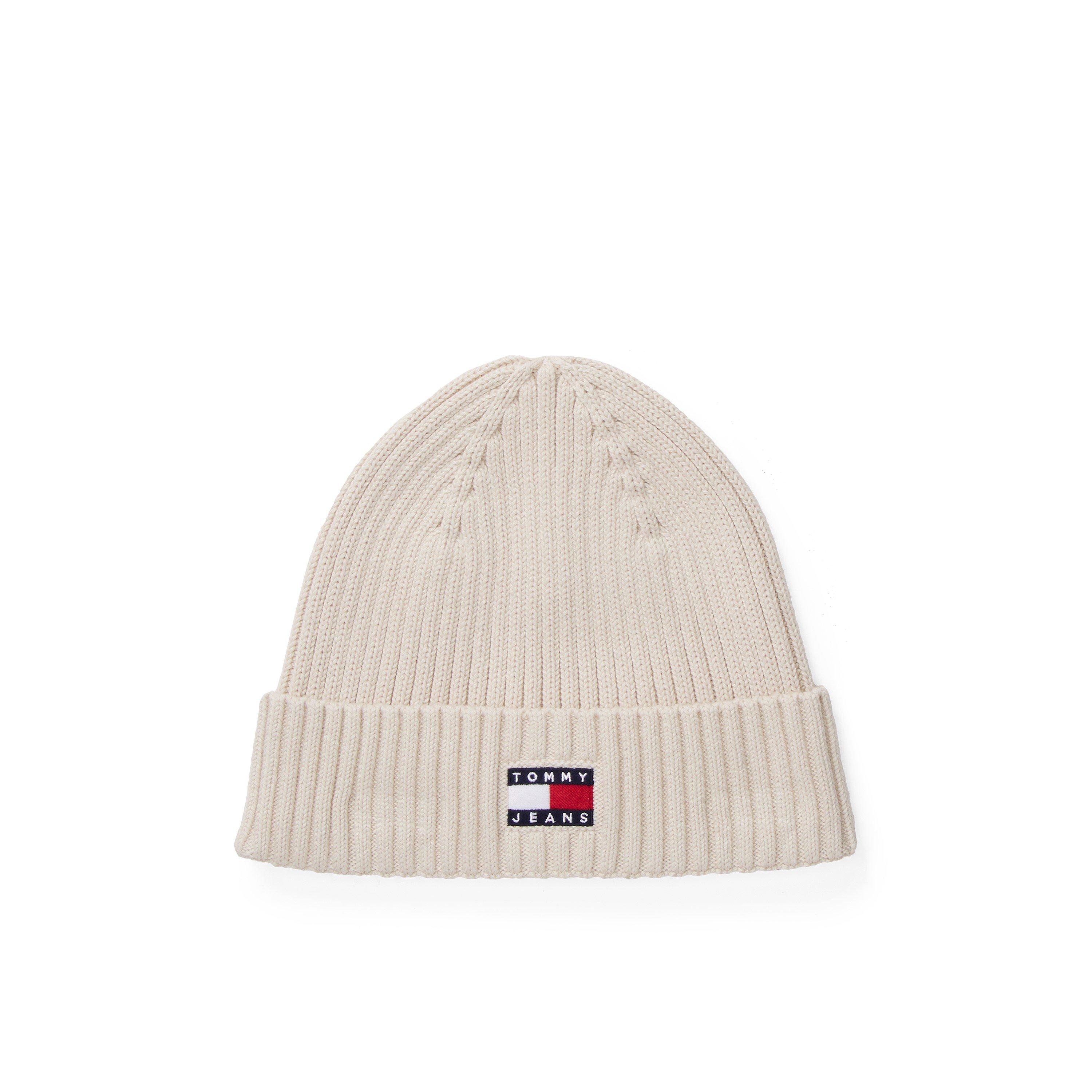 Tommy Jeans Women's Flag Ribbed Knit Beanie - Newsprint