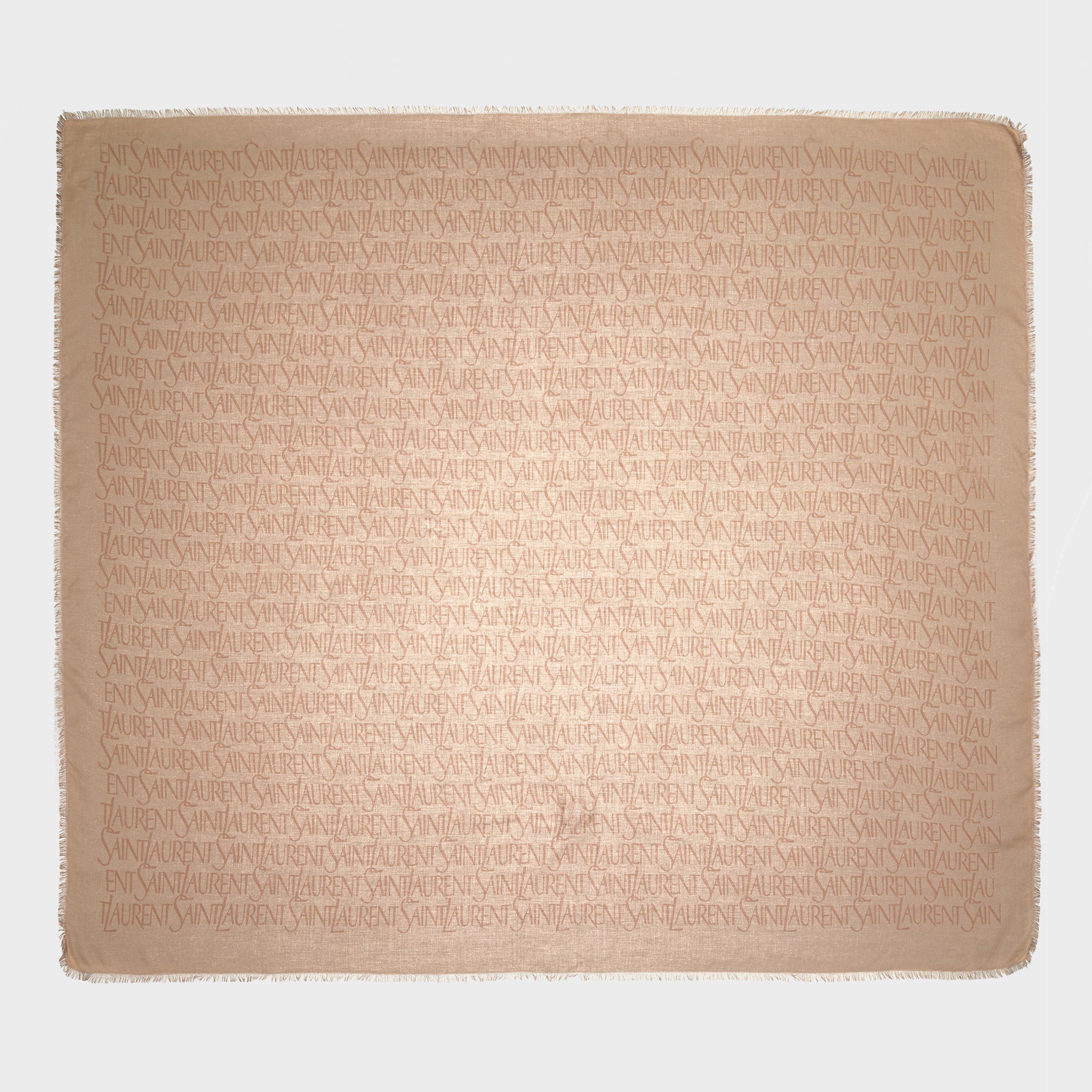 Beige/Lght Brwn - Saint Laurent - Women's Print Silk Scarves - 1