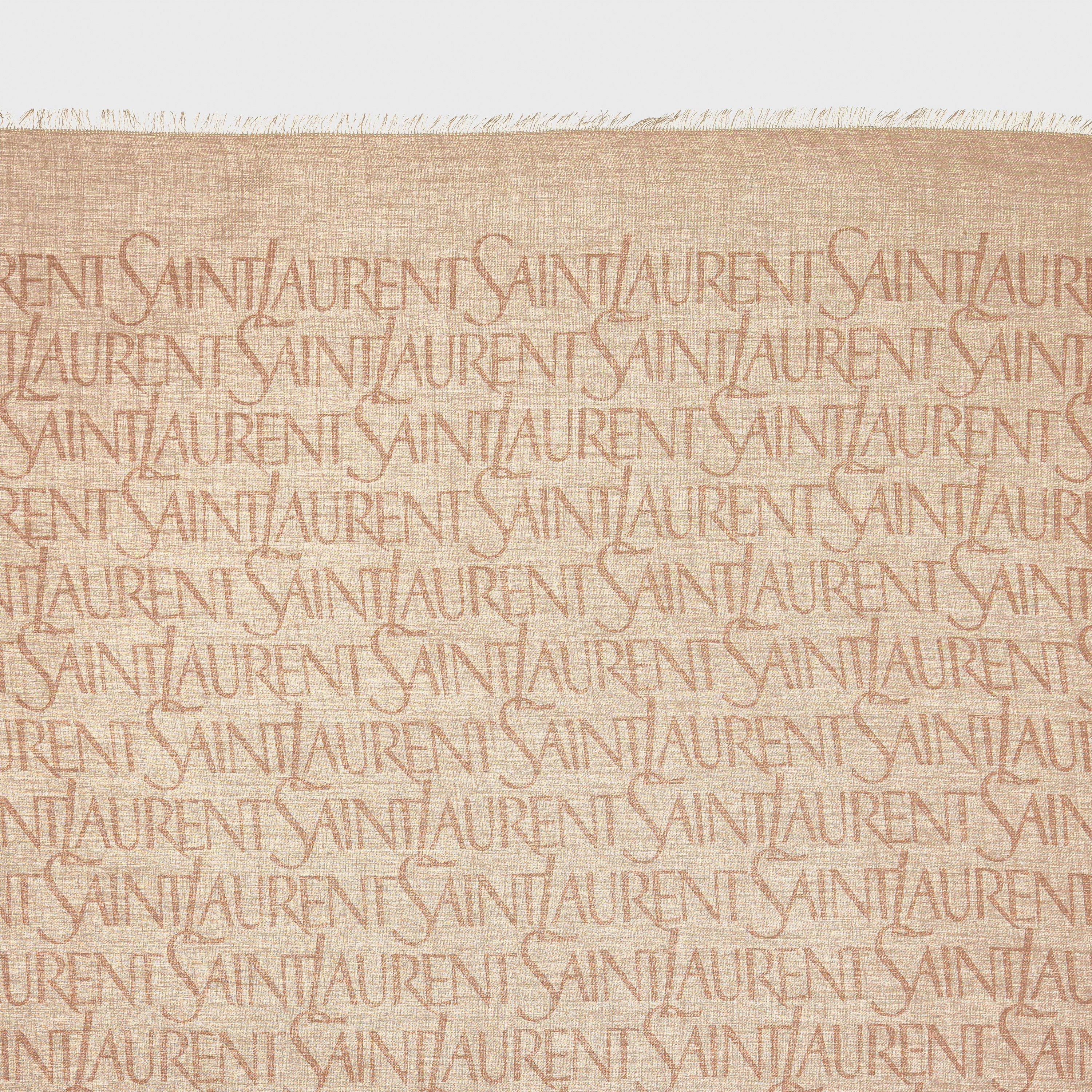 Beige/Lght Brwn - Saint Laurent - Women's Print Silk Scarves - 2