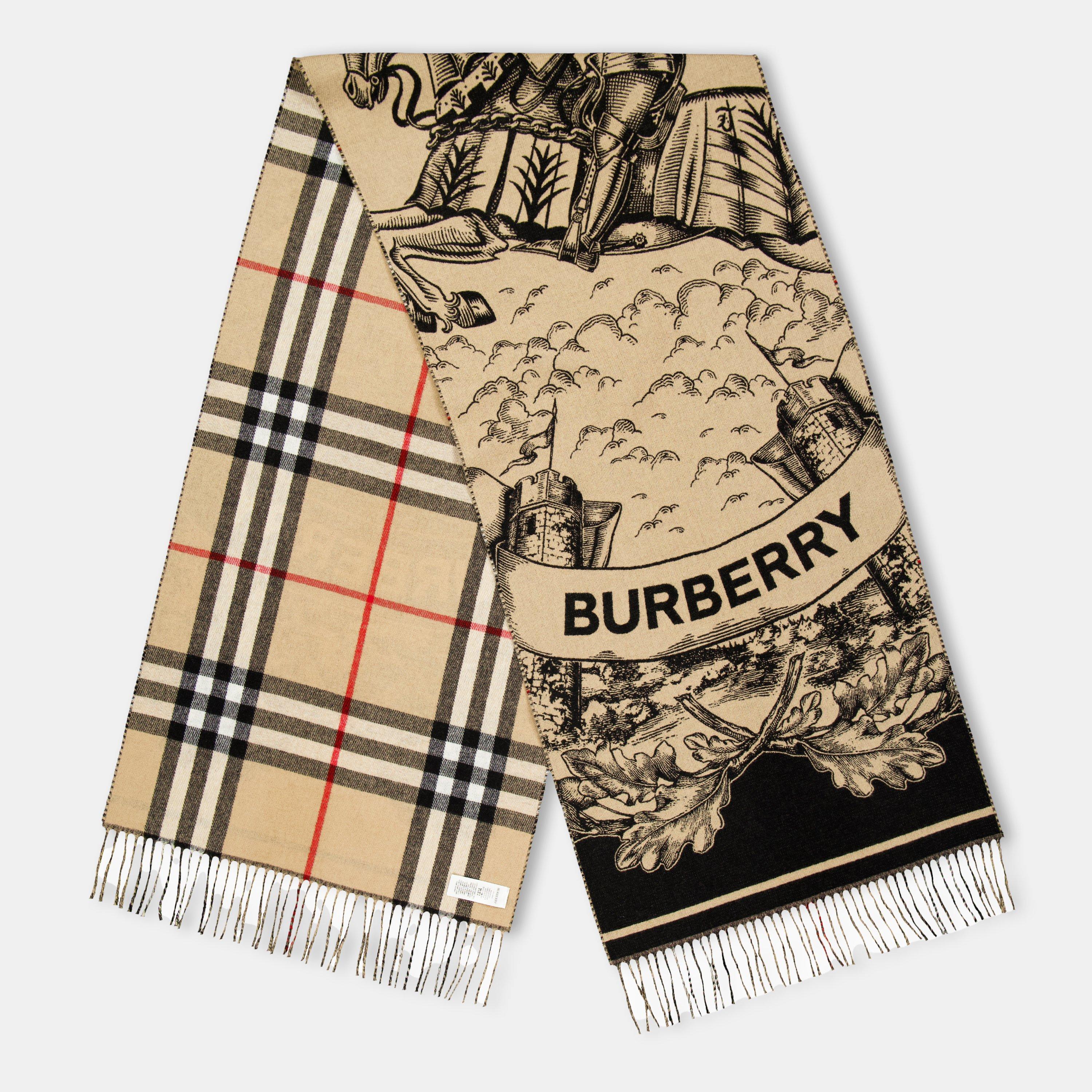 Burberry Wide Reversible EKD Cashmere Scarf Midweight Scarves