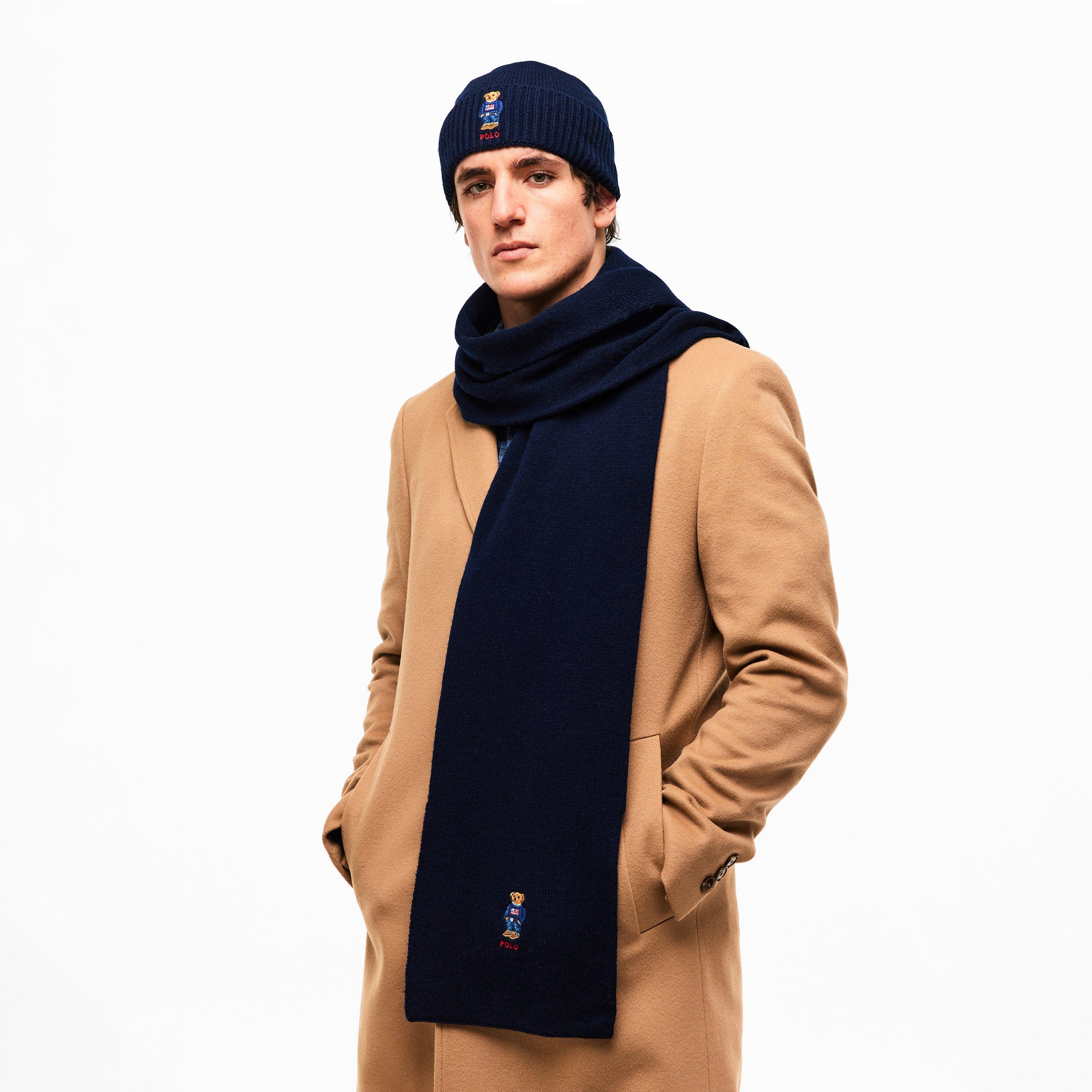 Hunter Navy - Polo Ralph Lauren - Wool Blend Bear Scarf and Beanie Gift Box Winter Set - 3