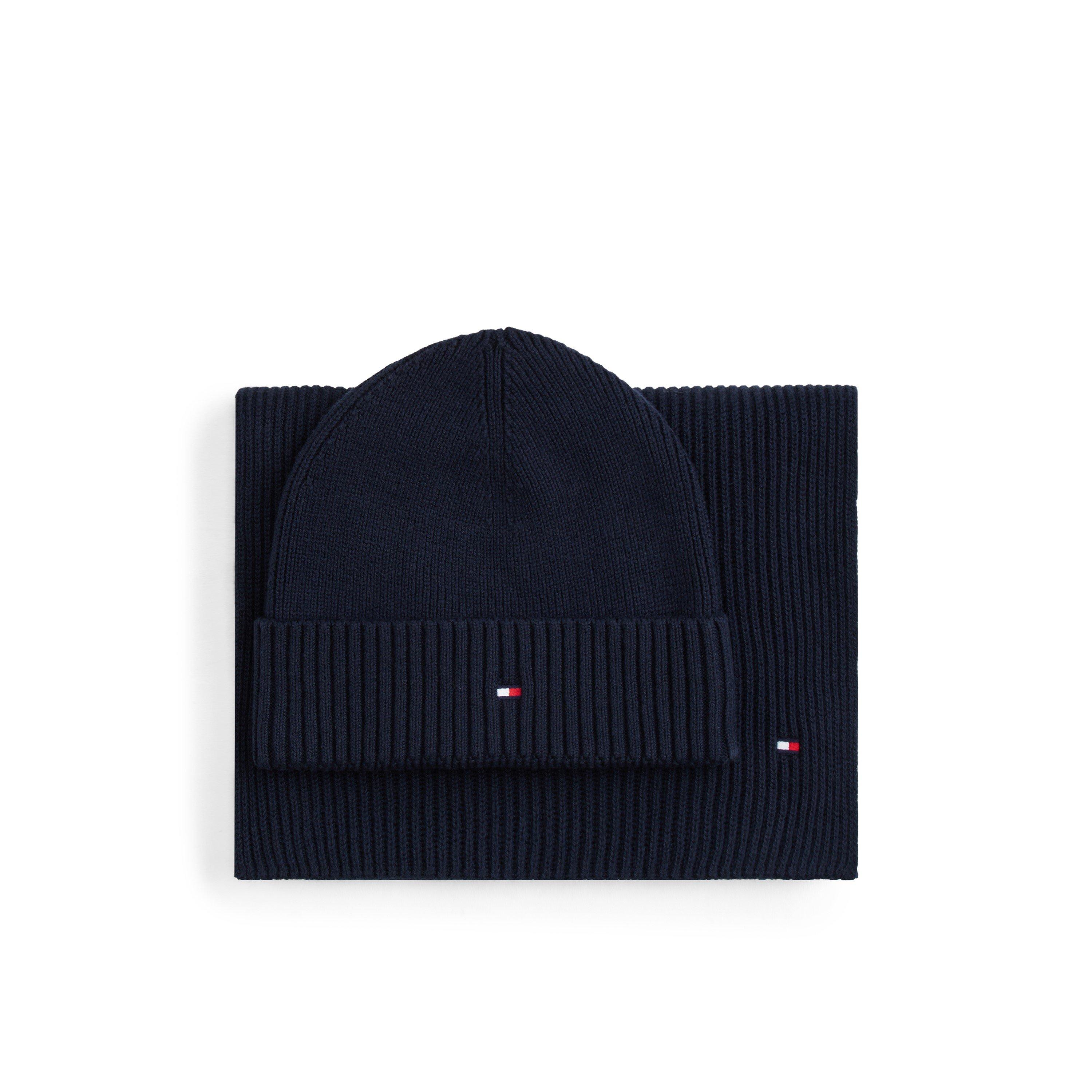 Tommy Hilfiger Flag Beanie & Scarf Gift Pack - Space Blue