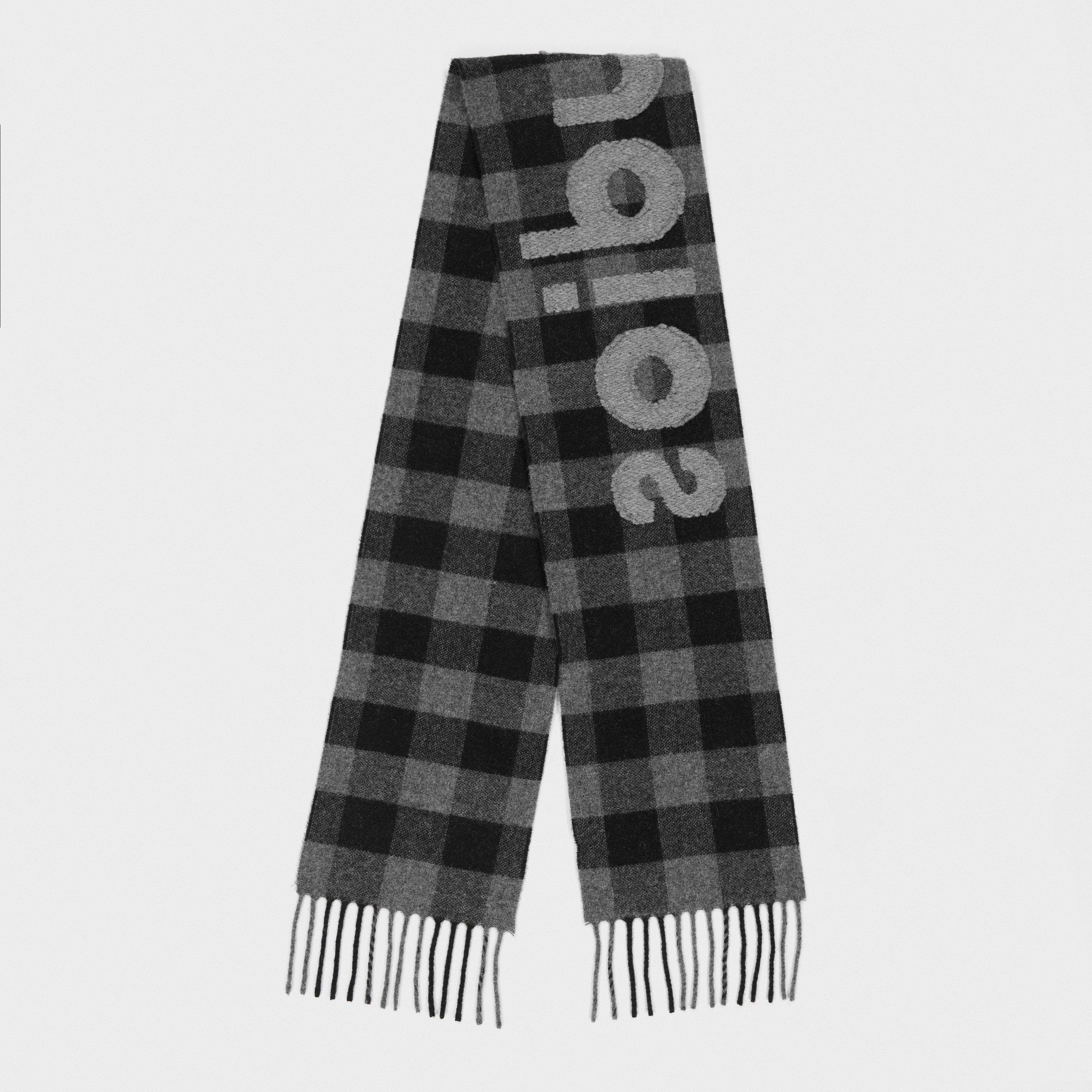 Black/Grey - Acne Studios - Men's Veda Knitted Scarf - 1