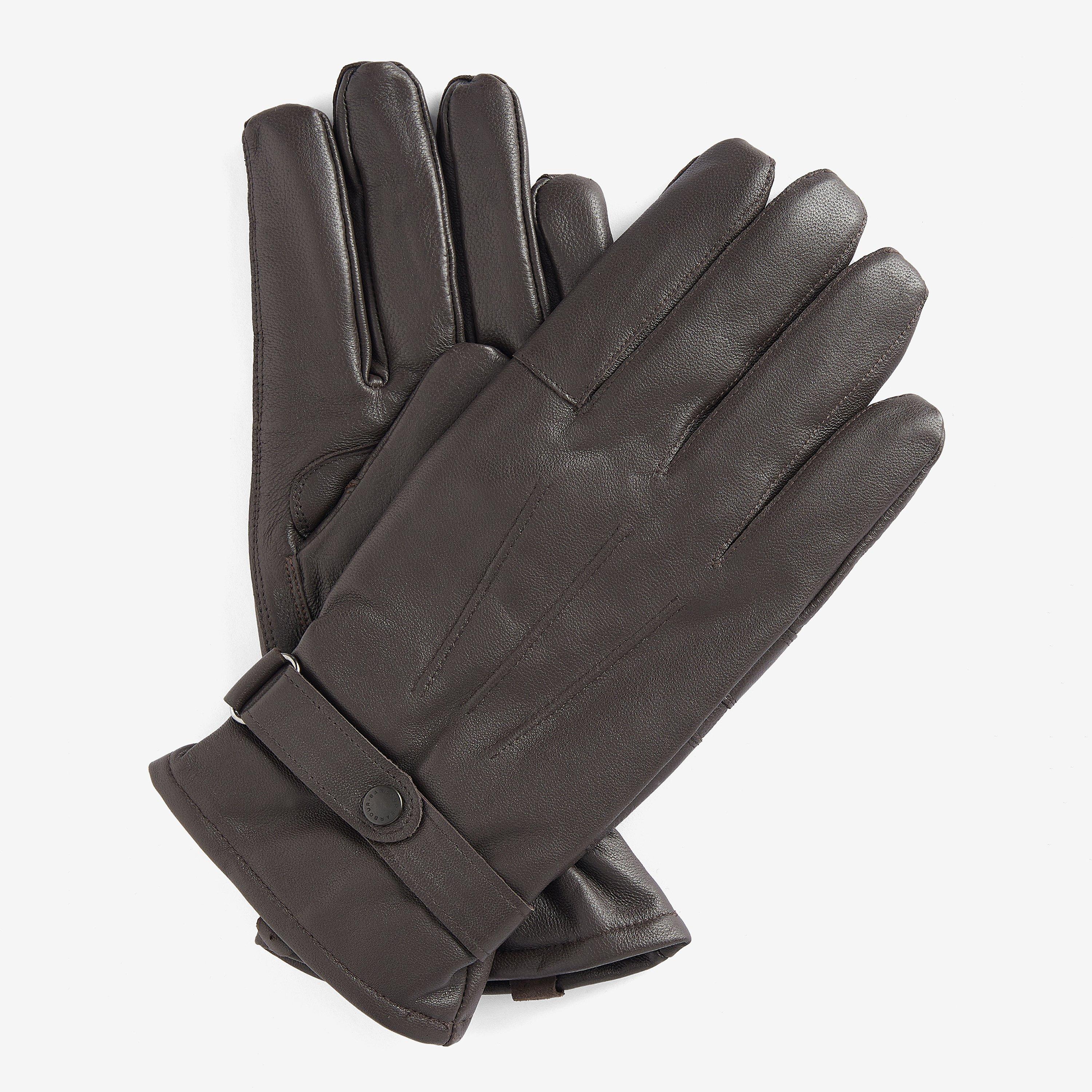 Dark Brown - Barbour - Men's Burnished Thinsulate Leather Gloves - 1