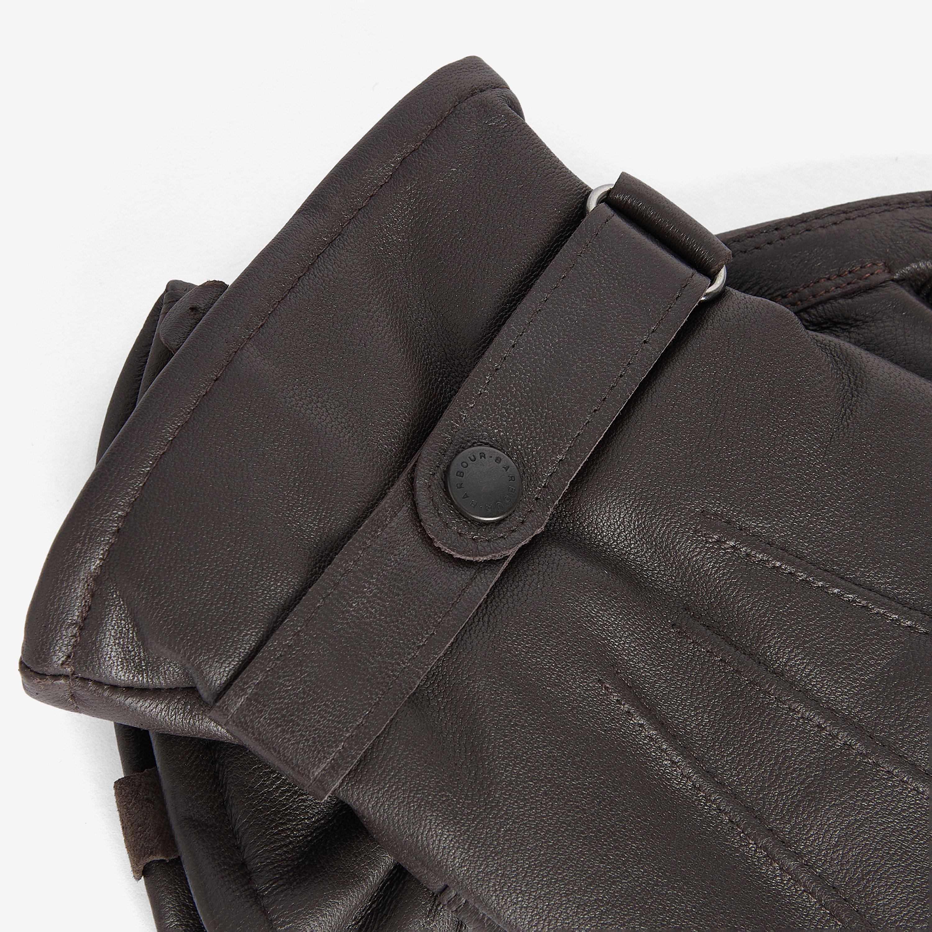 Dark Brown - Barbour - Men's Burnished Thinsulate Leather Gloves - 2