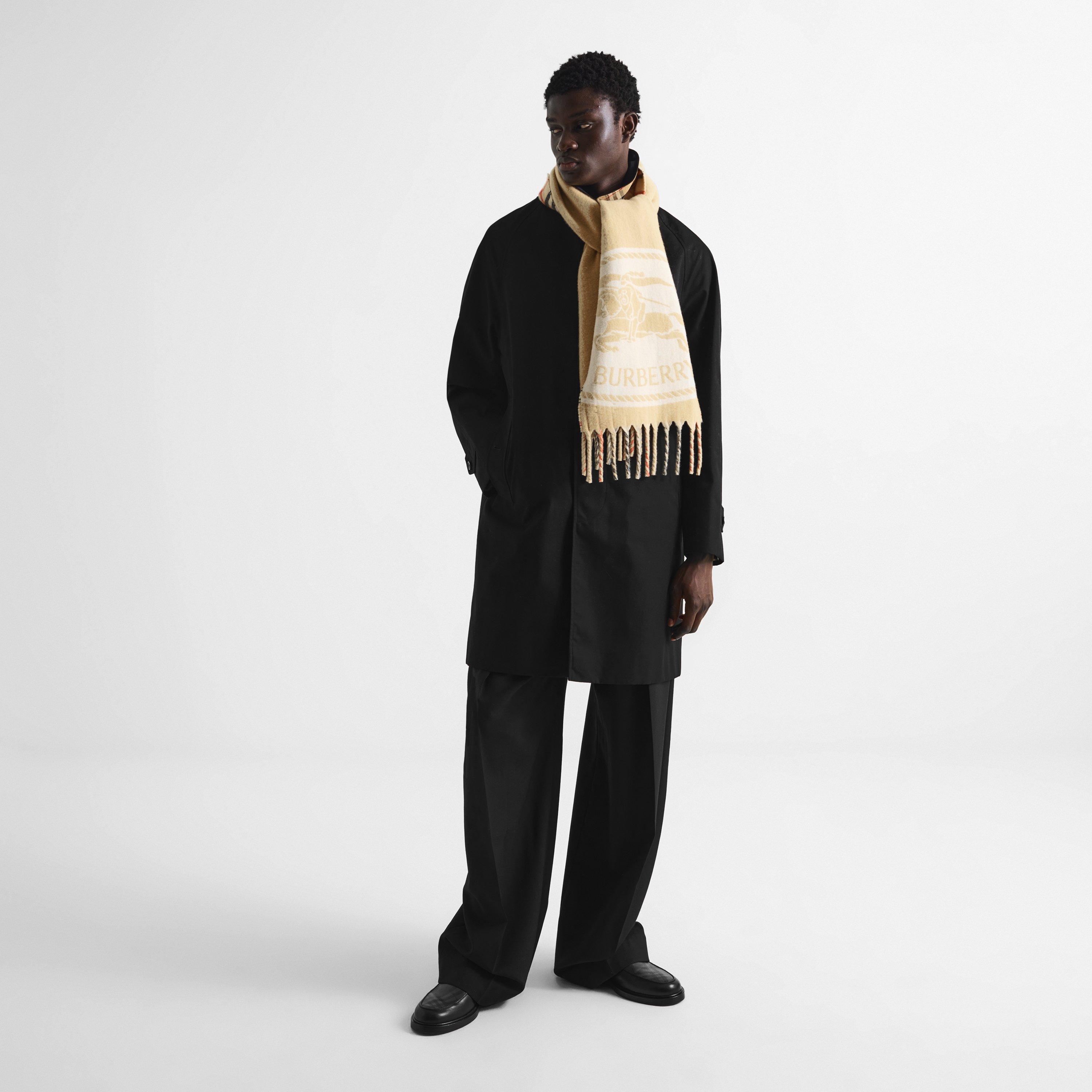 Beige - Burberry - Knight Stamp Wool Jacquard Knitted Scarf - 4