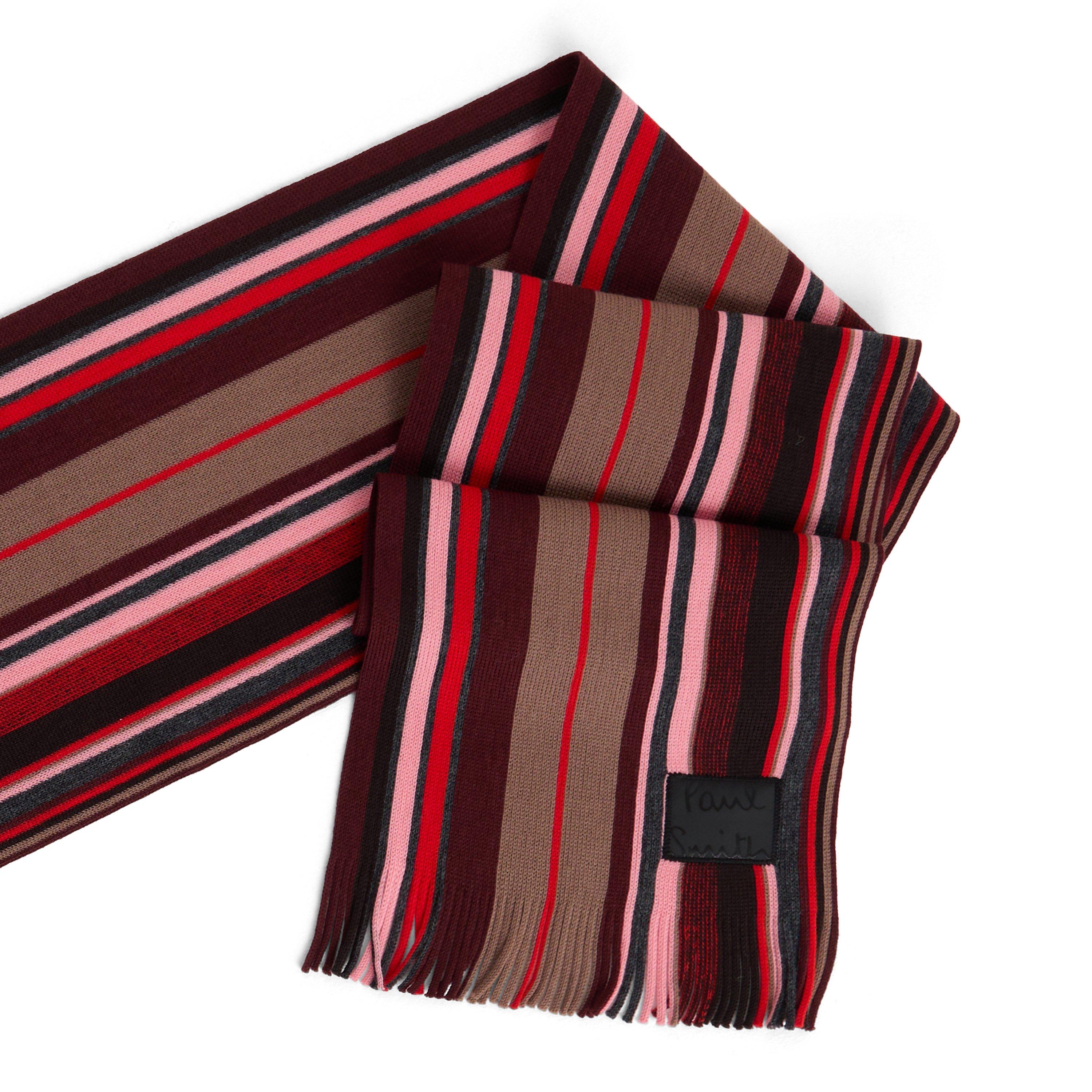 Red Stripe - Paul Smith - Mens Twisted Stripe Wool Scarf - 2