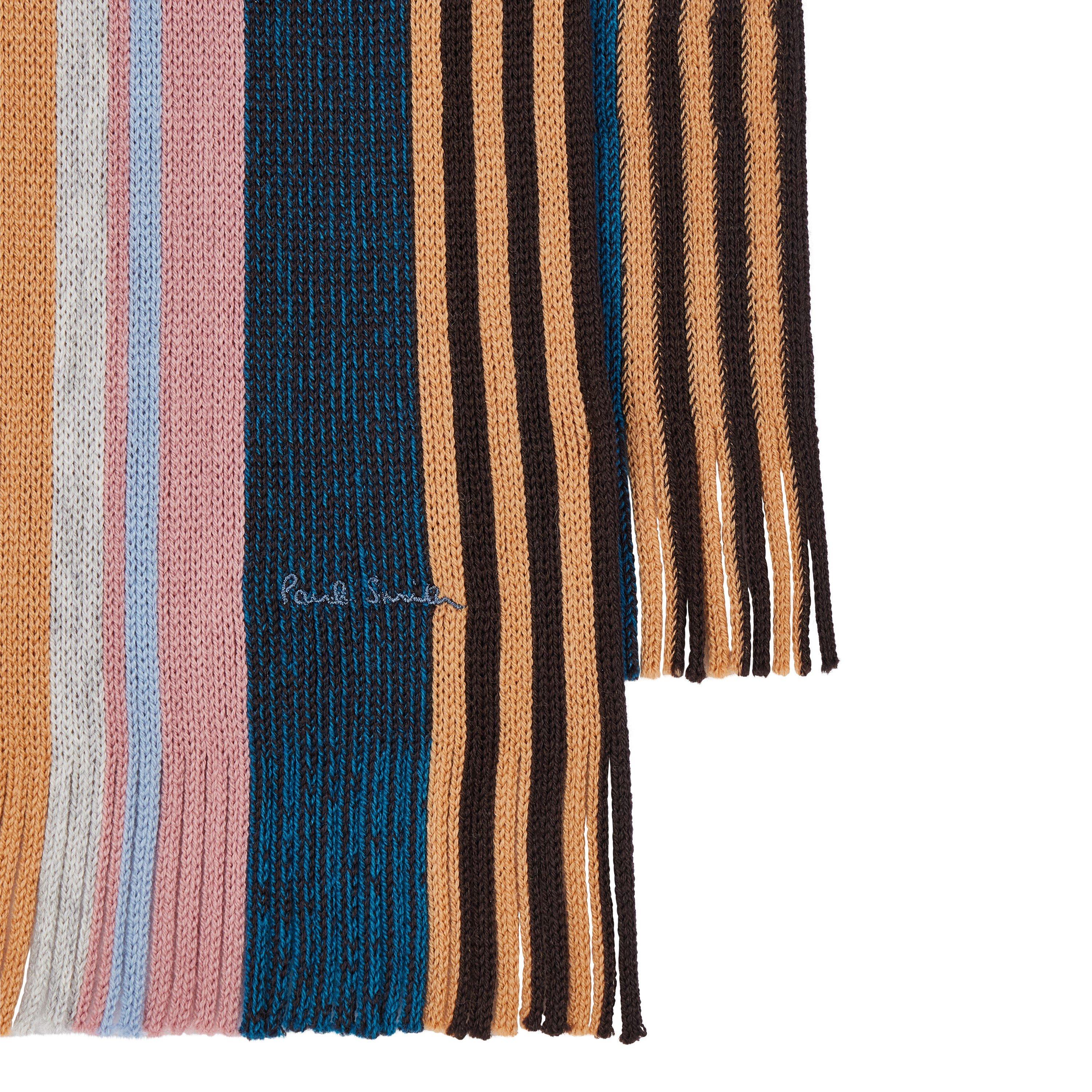 Brown - Paul Smith - Men's Twisted Stripe Wool Knitted Scarf - 2