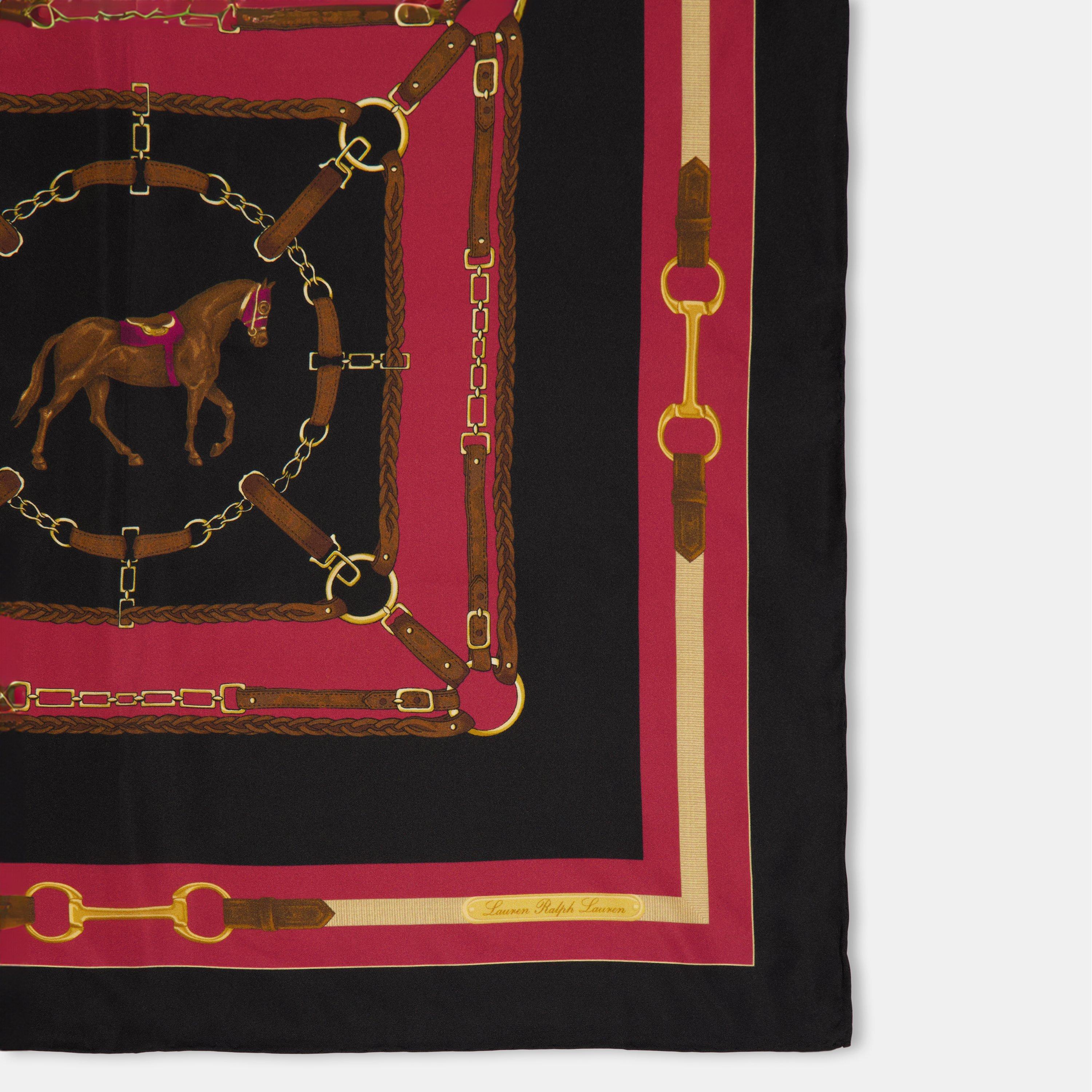 BLACK - Lauren by Ralph Lauren - Women's Leather Silk Scarf - 3