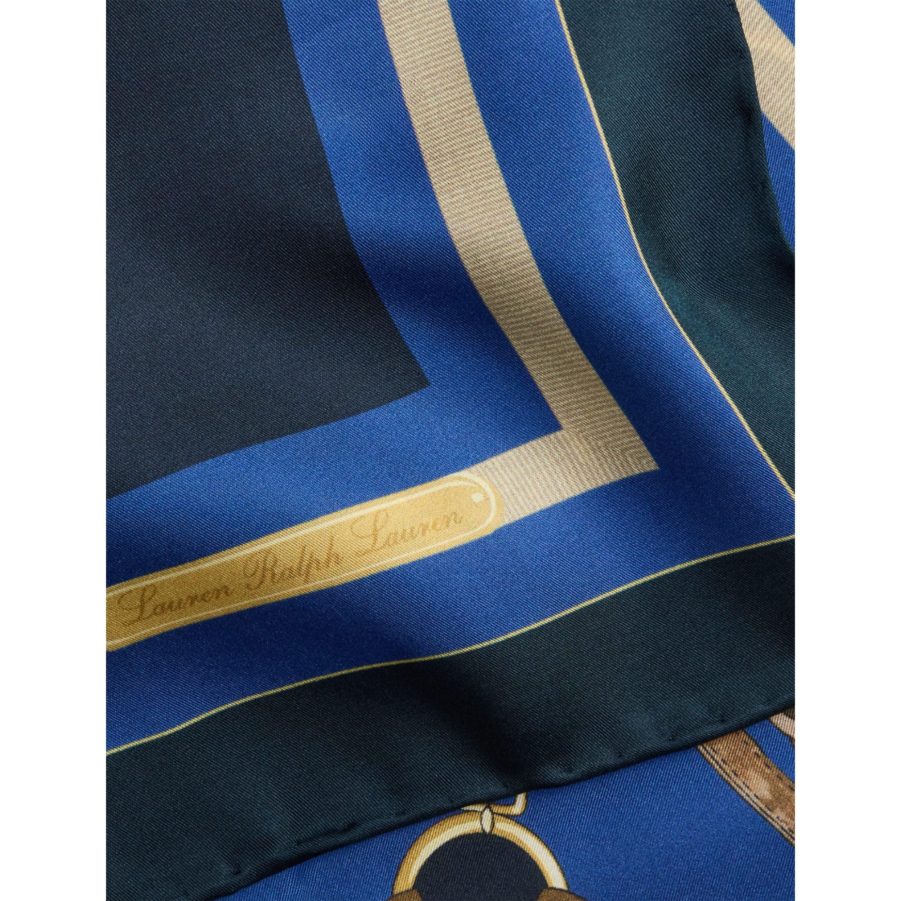 NAVY - Lauren by Ralph Lauren - Women's Leather Silk Scarf - 3