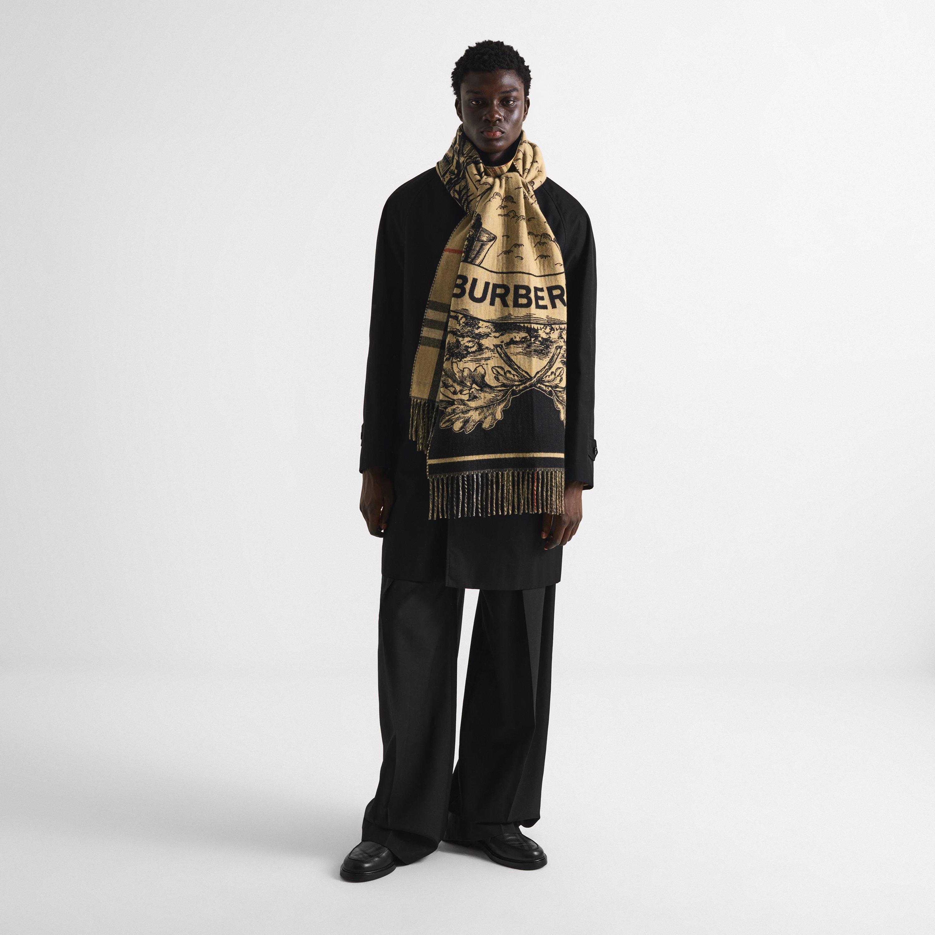 Beige - Burberry - Gallant Knight Wool Knitted Scarf - 4