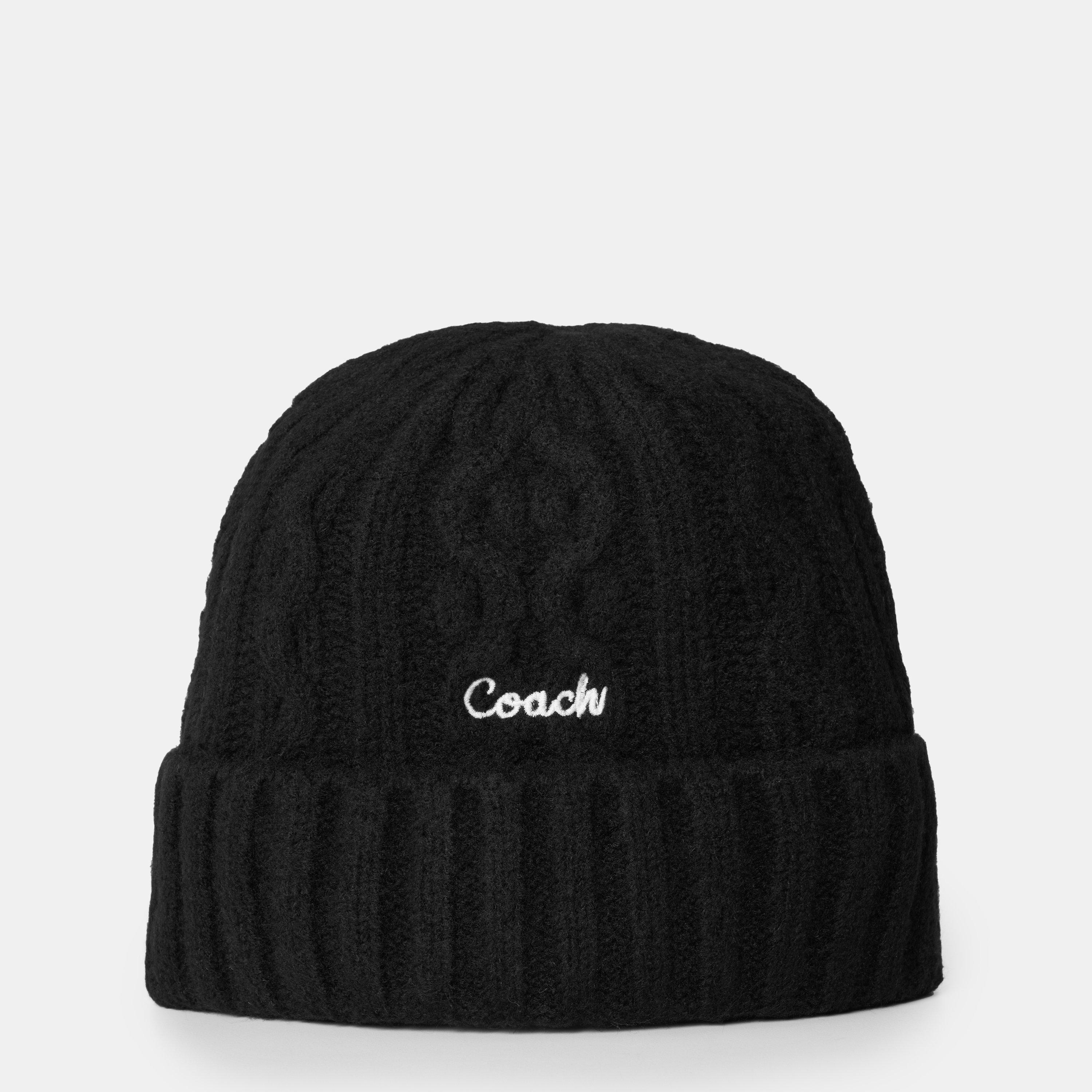 Coach Women's Embroidered Cable Knitted Beanie - Black