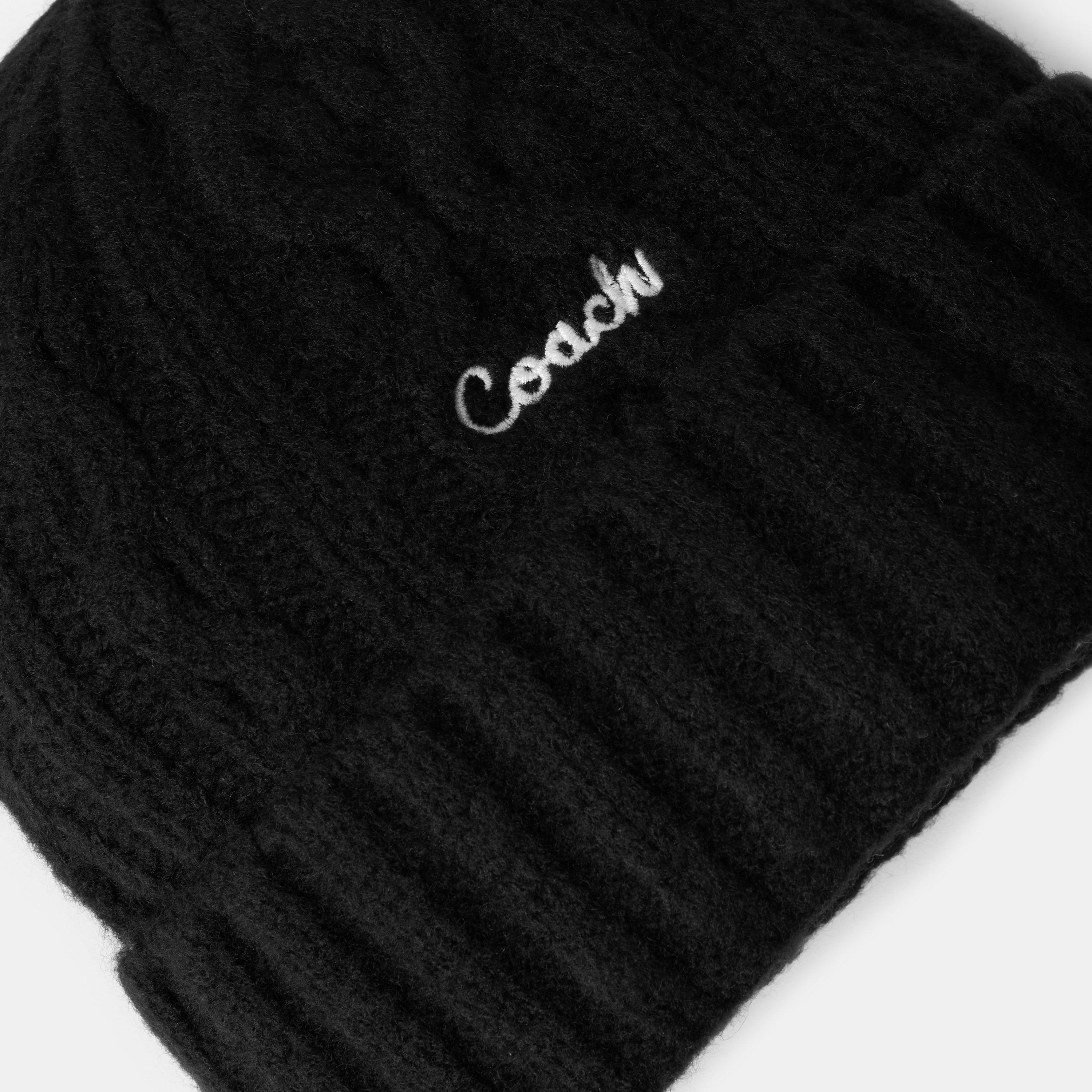 BLACK - Coach - Women's Embroidered Cable Knitted Beanie - 4