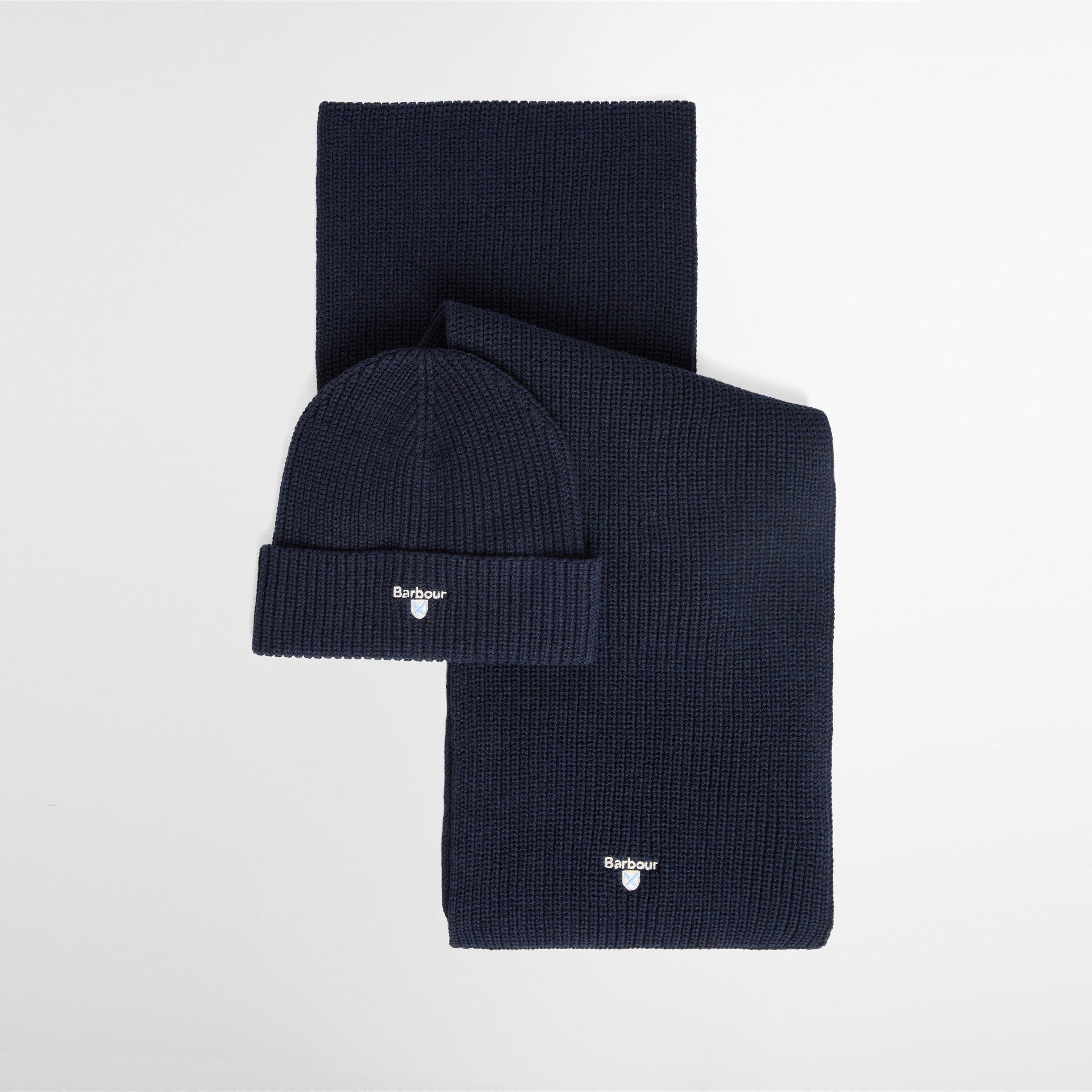 Navy - Barbour - Cascade Beanie and Scarf Gift Set - 1