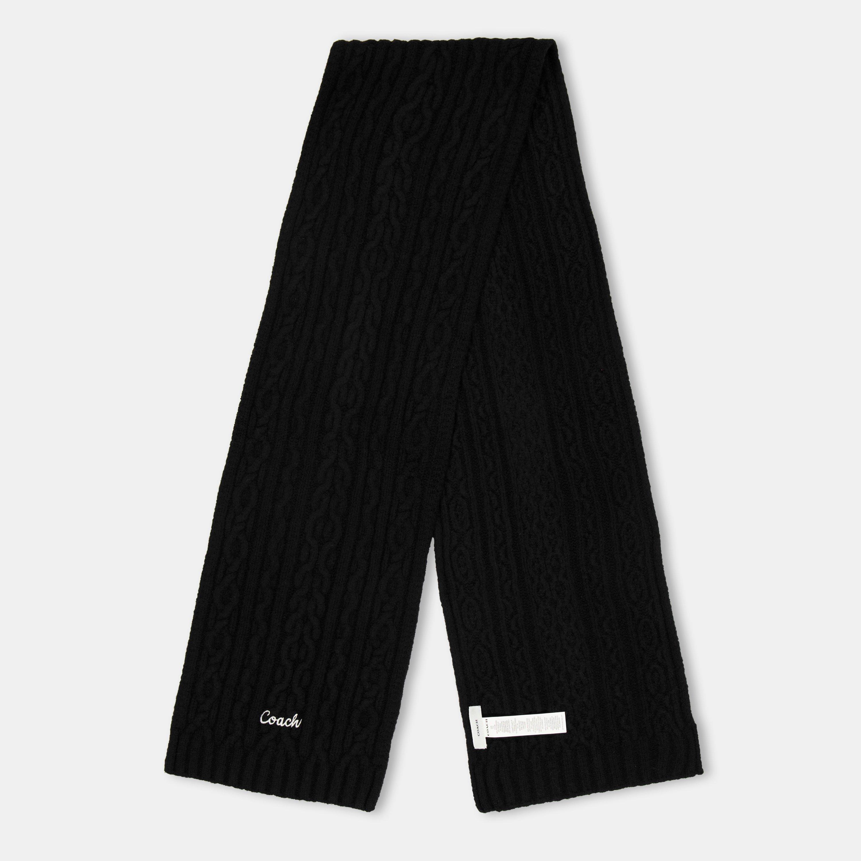 BLACK - Coach - Women's Cable Knitted Wool Scarf - 1