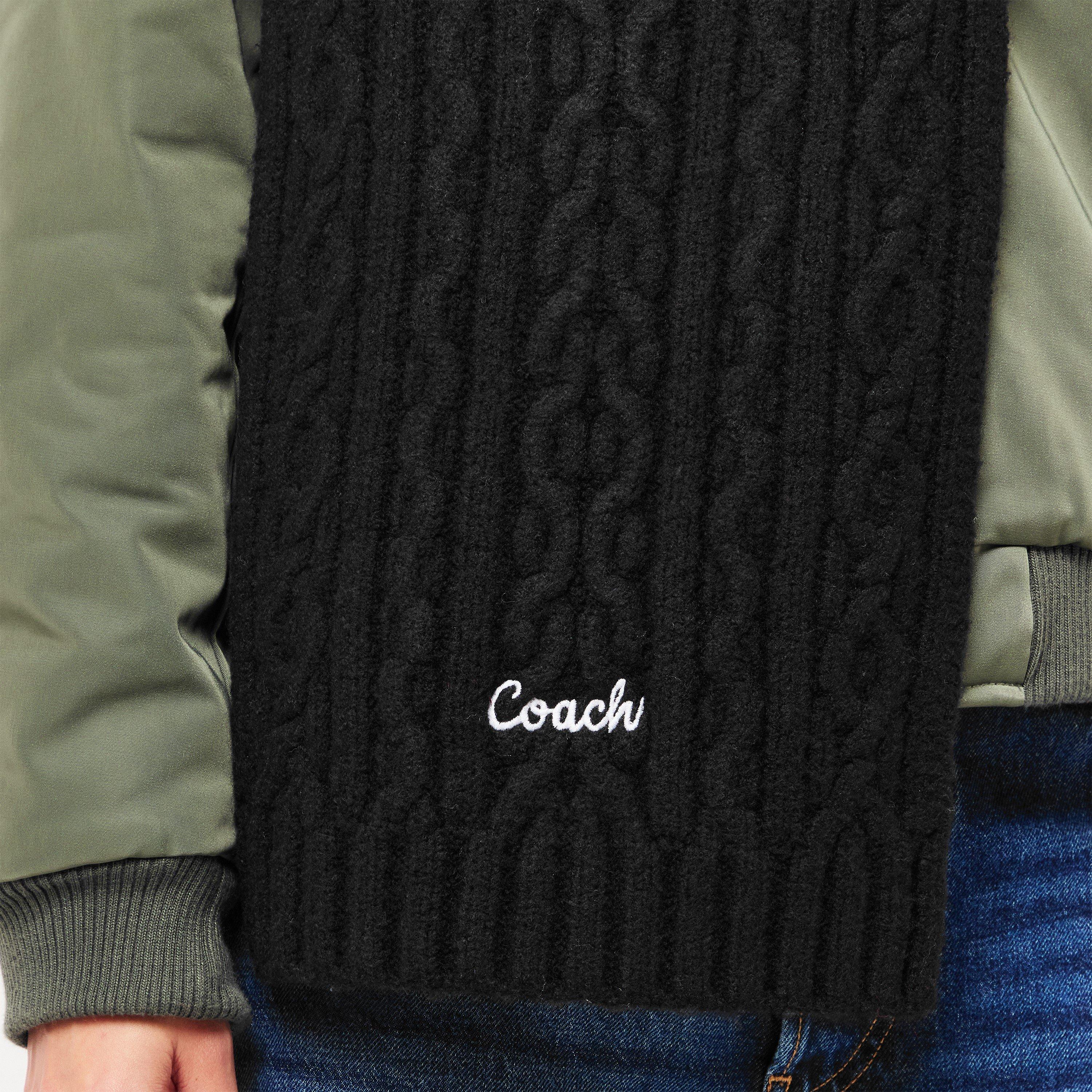 BLACK - Coach - COACH EMBROIDRED CABLE KNIT MUFFLER - 3