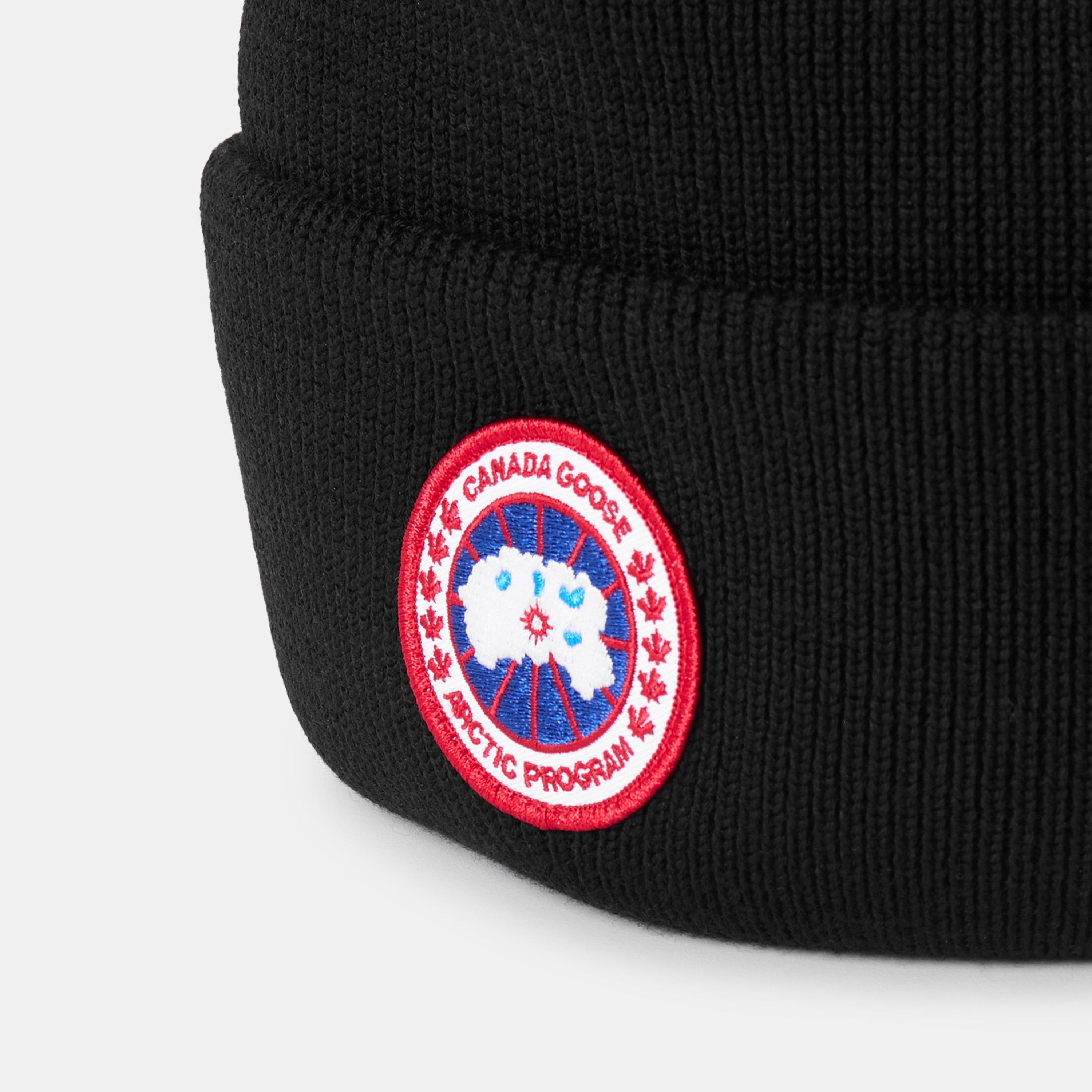 Canada Goose Black Beanie with Signature Round Logo NWT Canada Goose Arctic Disc Wool Beanie | Saks Fifth Avenue main image 3