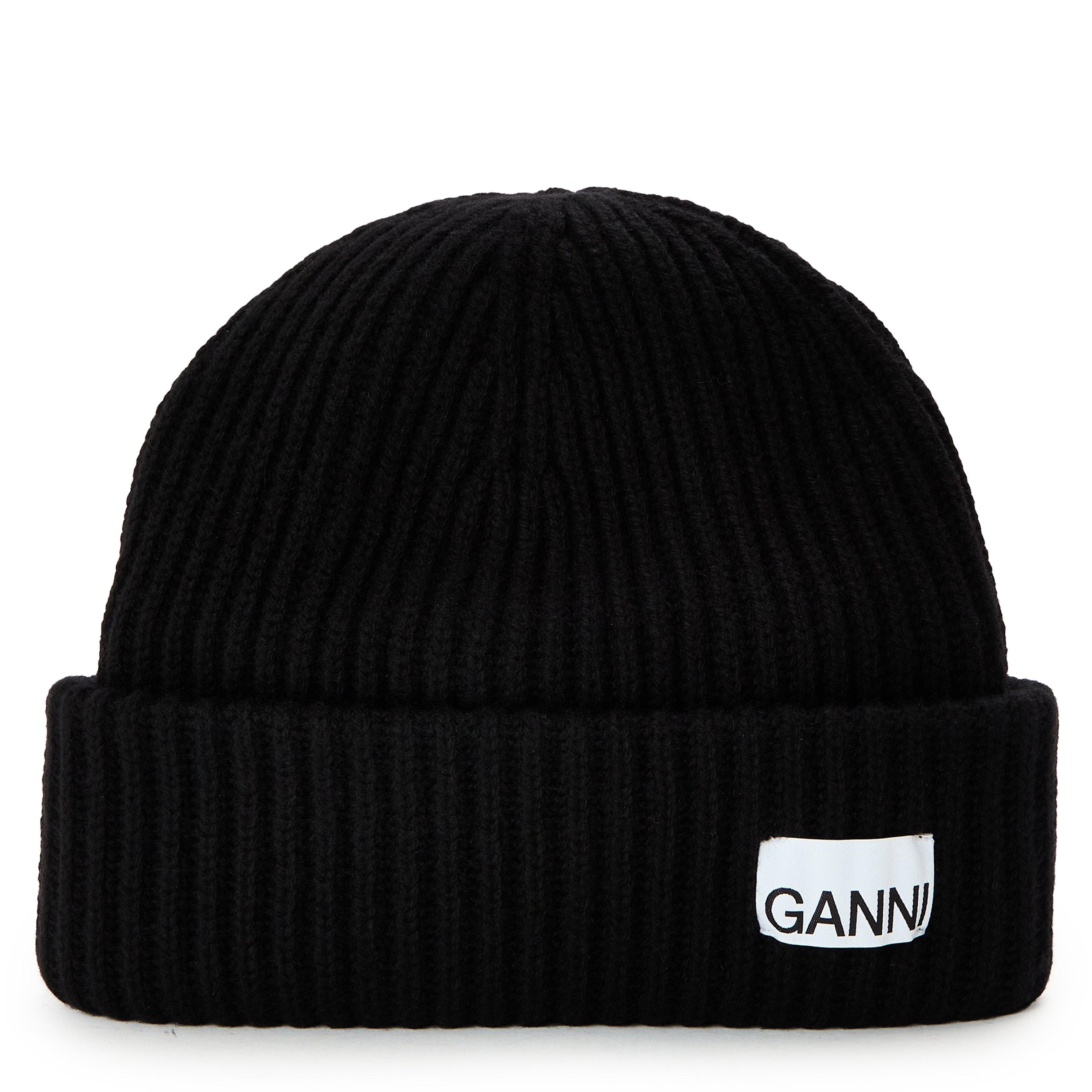 Black - Ganni - Women's Rib Beanie - 1