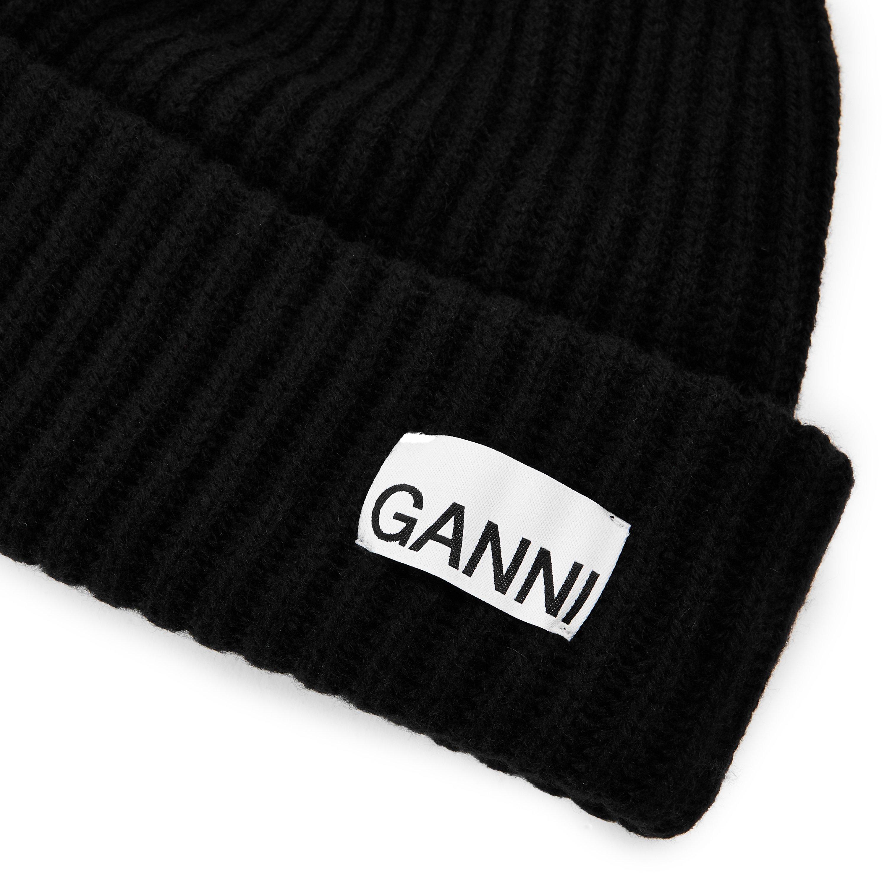 Black - Ganni - Ganni Rib Beanie Ld62 - 3