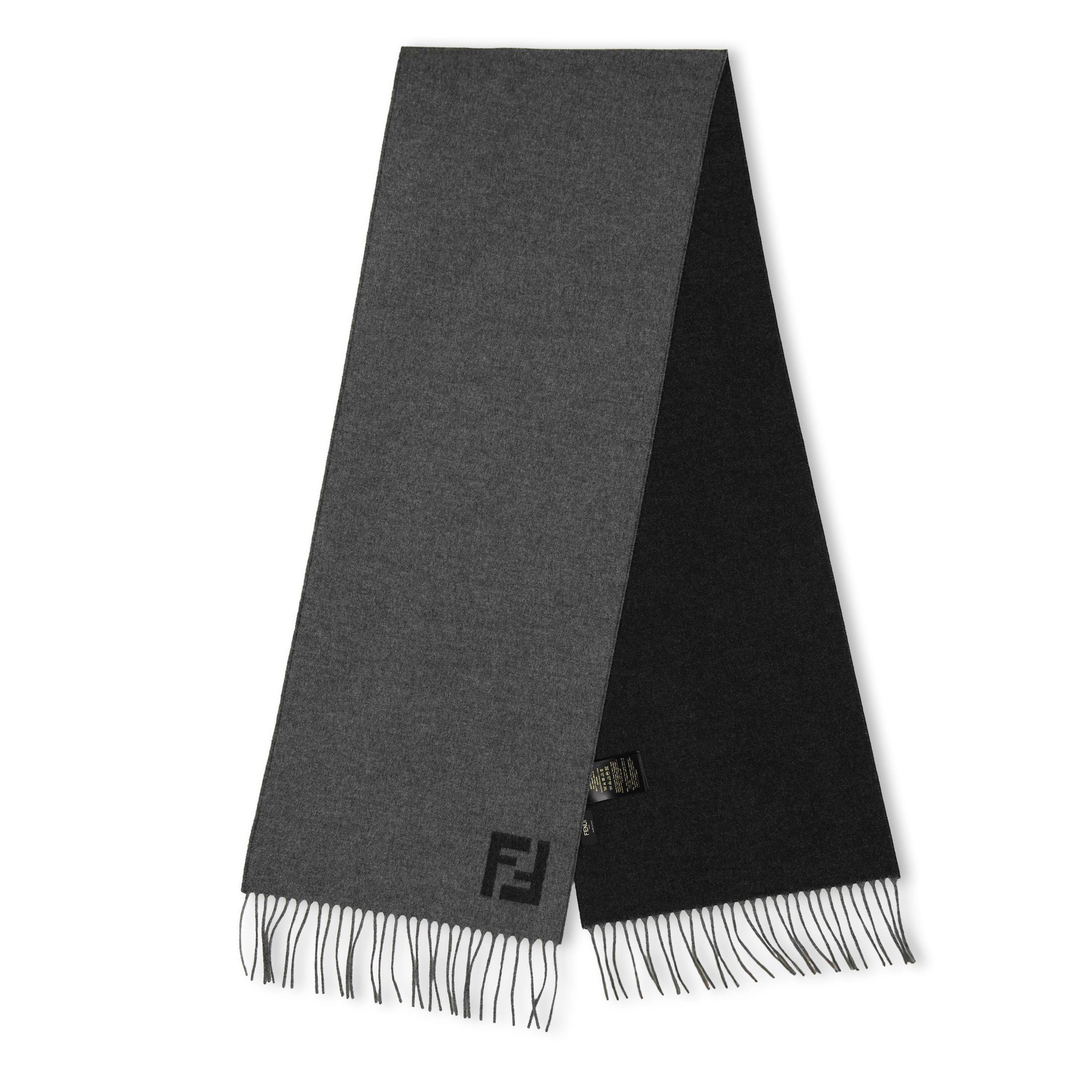 Grey - Fendi - Mens FF Wool and Cashmere Scarf - 1
