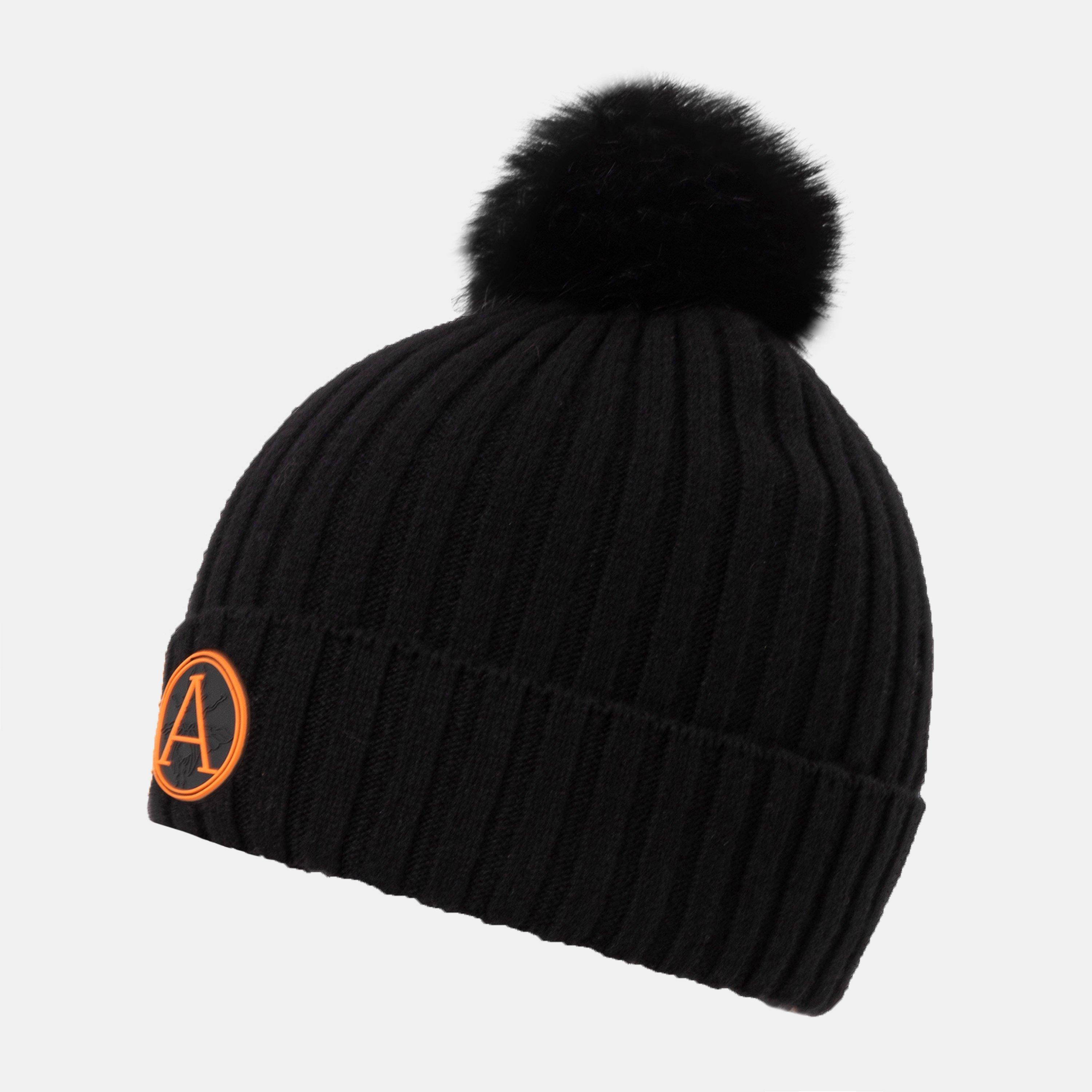 Black/Orange - Arctic Army - Women's  Bobble Hat, Cosy Ribbed Design - 2