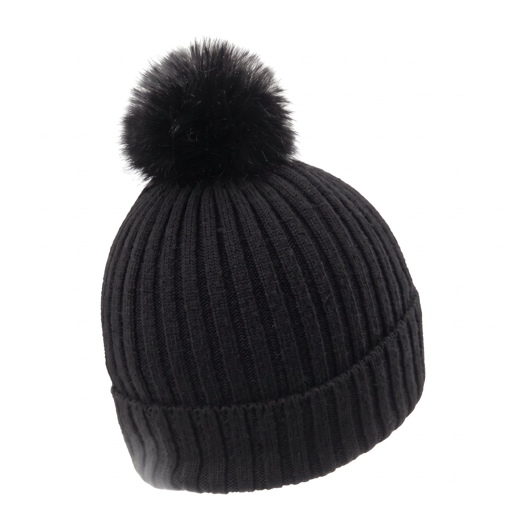 Black/Orange - Arctic Army - Womens Chunky Ribbed Bobble Hat - 2