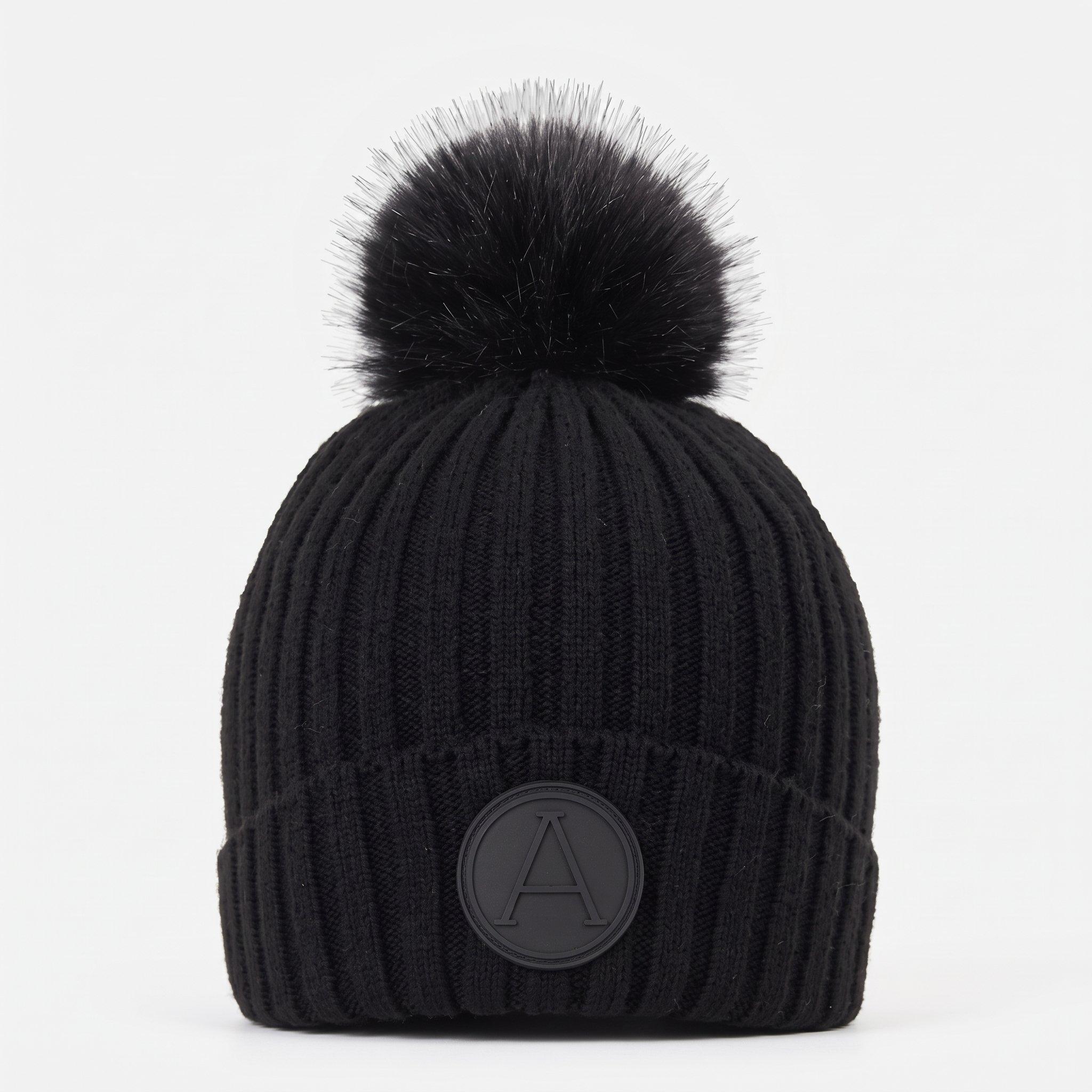 Womens Chunky Ribbed Bobble Hat