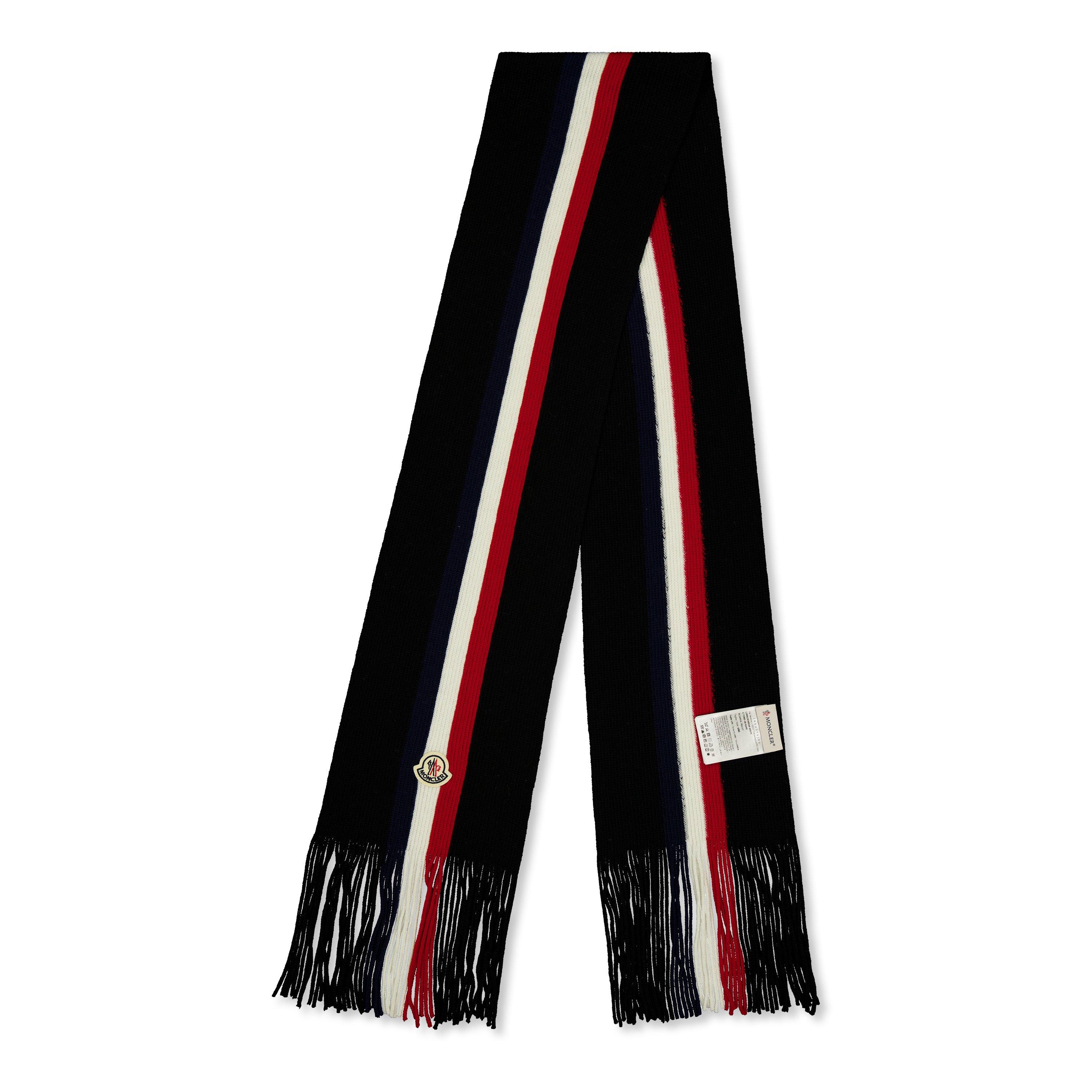 Moncler , Winter Scarves, Male, Black, One Size, Tricolour Wool Scarf - Image 3